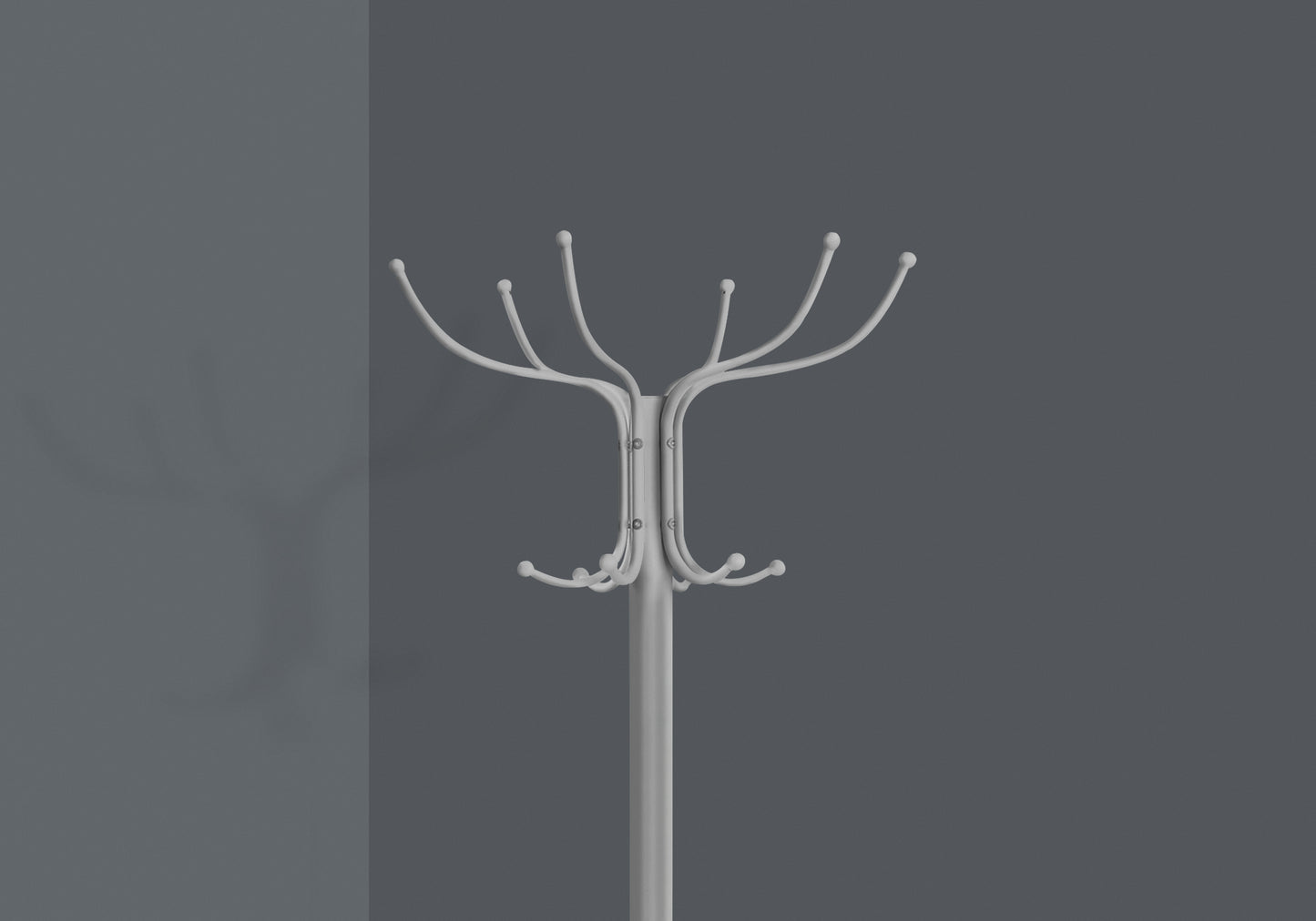 title:Coat Rack, Hall Tree, Free Standing, 12 Hooks, Entryway, 70"h, Umbrella Holder, Bedroom, Grey Metal, Contemporary, Modern;color:Silver