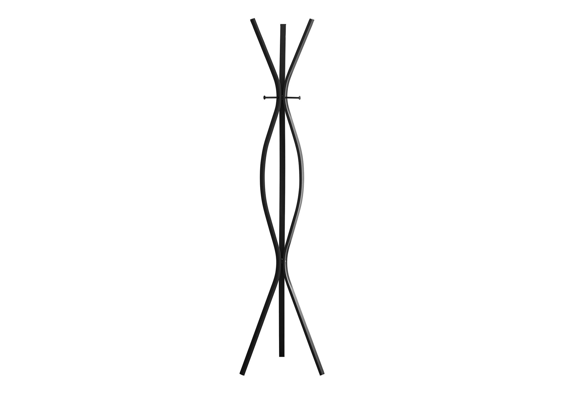 title:Coat Rack, Hall Tree, Free Standing, 3 Hooks, Entryway, 72"h, Bedroom, Black Metal, Contemporary, Modern;color:Black