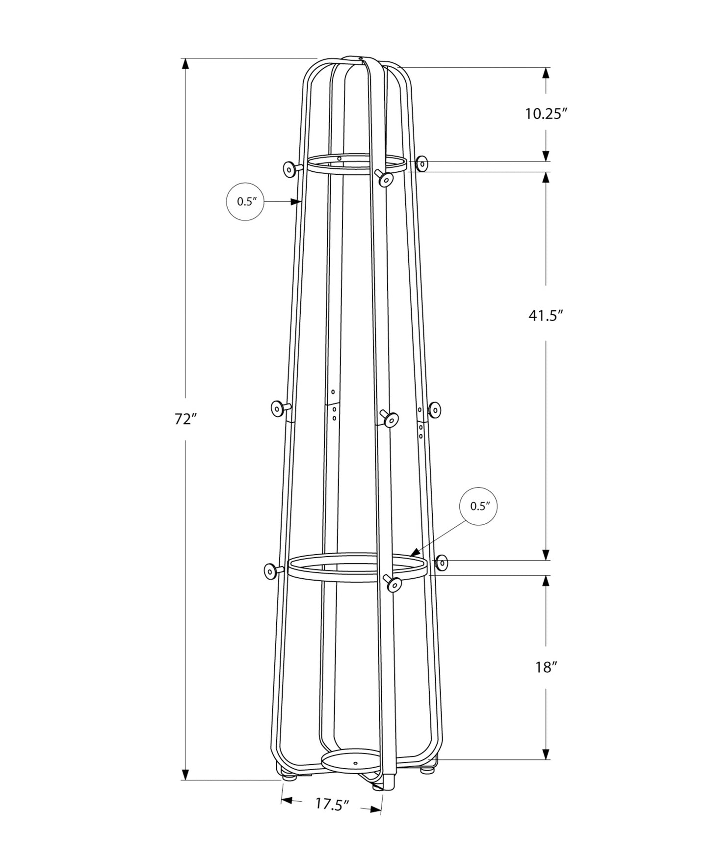 title:Coat Rack, Hall Tree, Free Standing, 12 Hooks, Entryway, 72"h, Umbrella Holder, Bedroom, White Metal, Contemporary, Modern;color:White