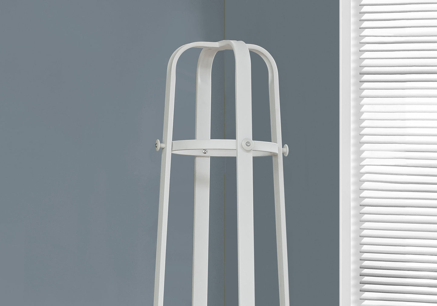 title:Coat Rack, Hall Tree, Free Standing, 12 Hooks, Entryway, 72"h, Umbrella Holder, Bedroom, White Metal, Contemporary, Modern;color:White