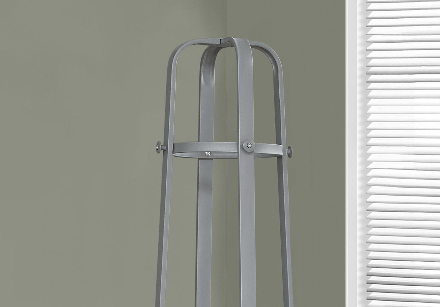 title:Coat Rack, Hall Tree, Free Standing, 12 Hooks, Entryway, 72"h, Umbrella Holder, Bedroom, Grey Metal, Contemporary, Modern;color:Silver