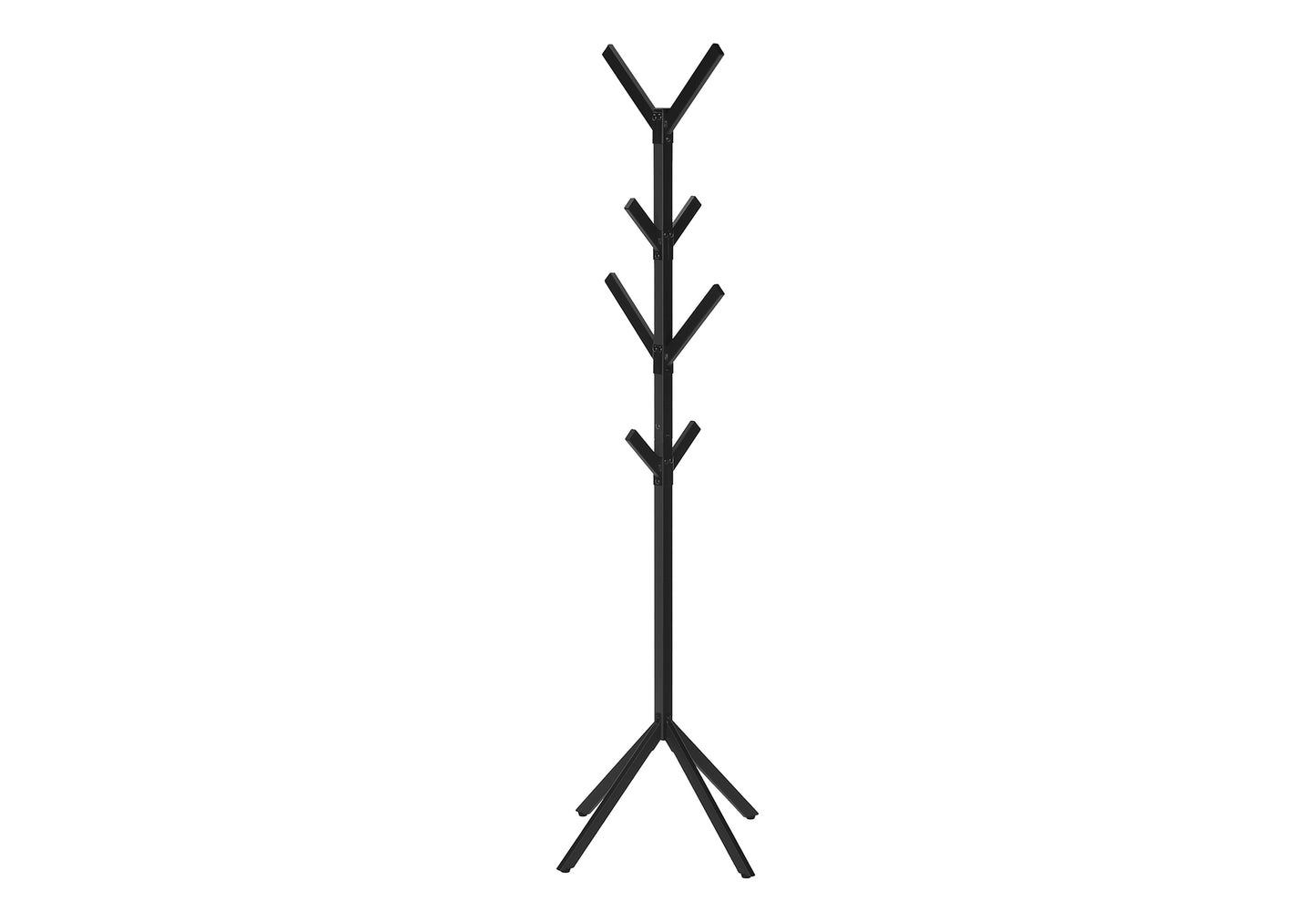 title:Coat Rack, Hall Tree, Free Standing, 8 Hooks, Entryway, 70"h, Bedroom, Black Metal, Contemporary, Modern;color:Black