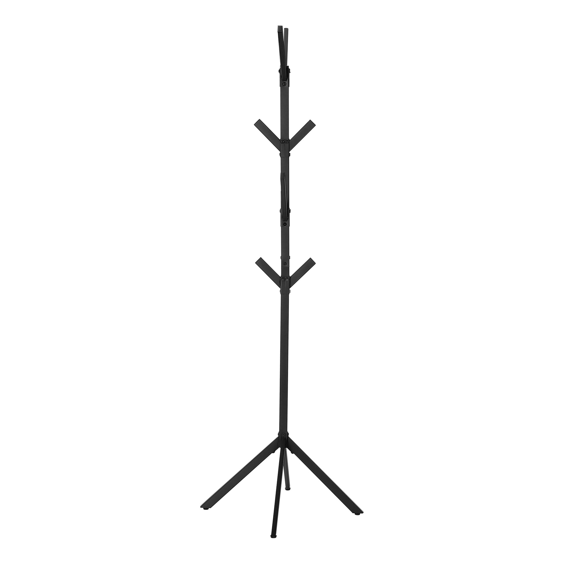 title:Coat Rack, Hall Tree, Free Standing, 8 Hooks, Entryway, 70"h, Bedroom, Black Metal, Contemporary, Modern;color:Black