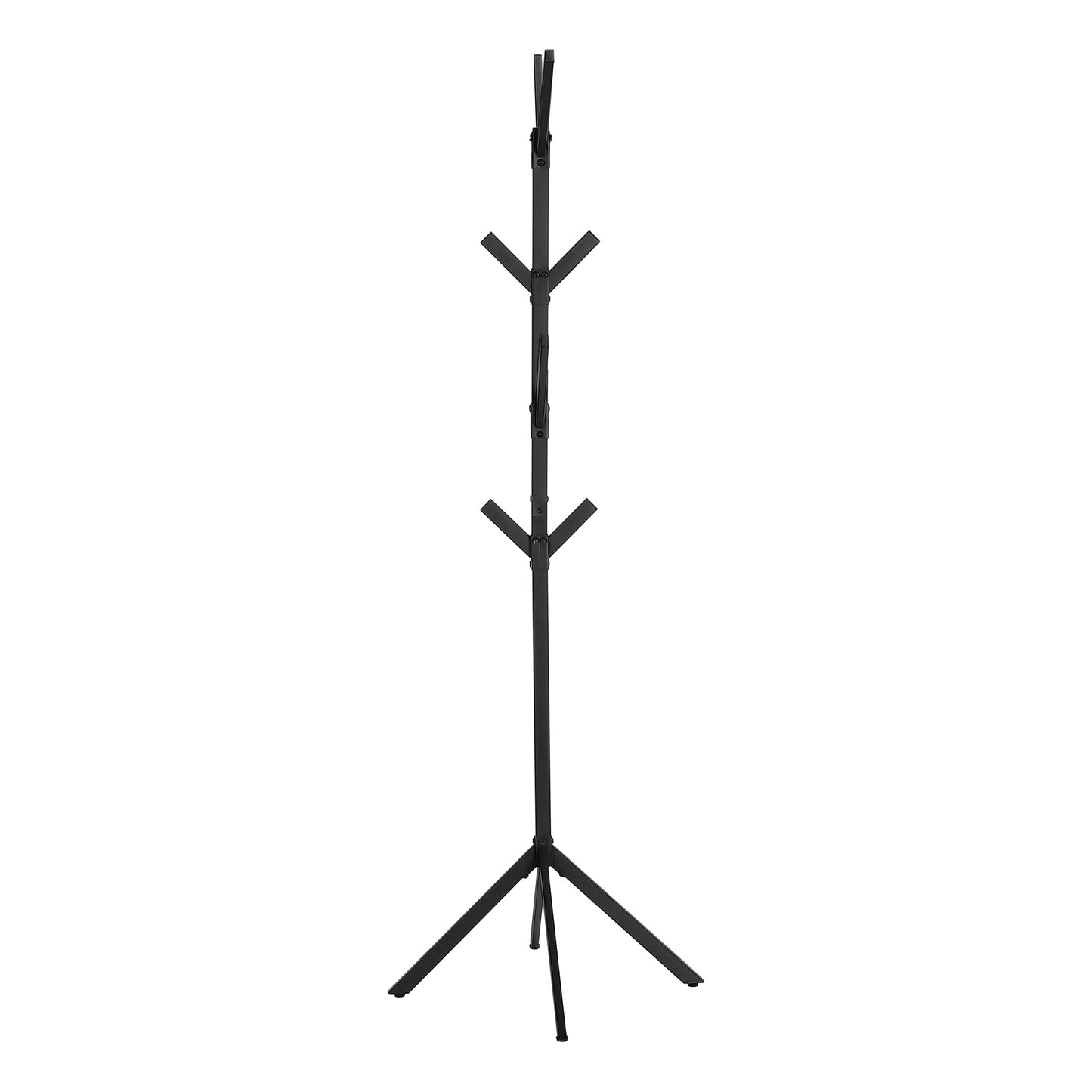 title:Coat Rack, Hall Tree, Free Standing, 8 Hooks, Entryway, 70"h, Bedroom, Black Metal, Contemporary, Modern;color:Black