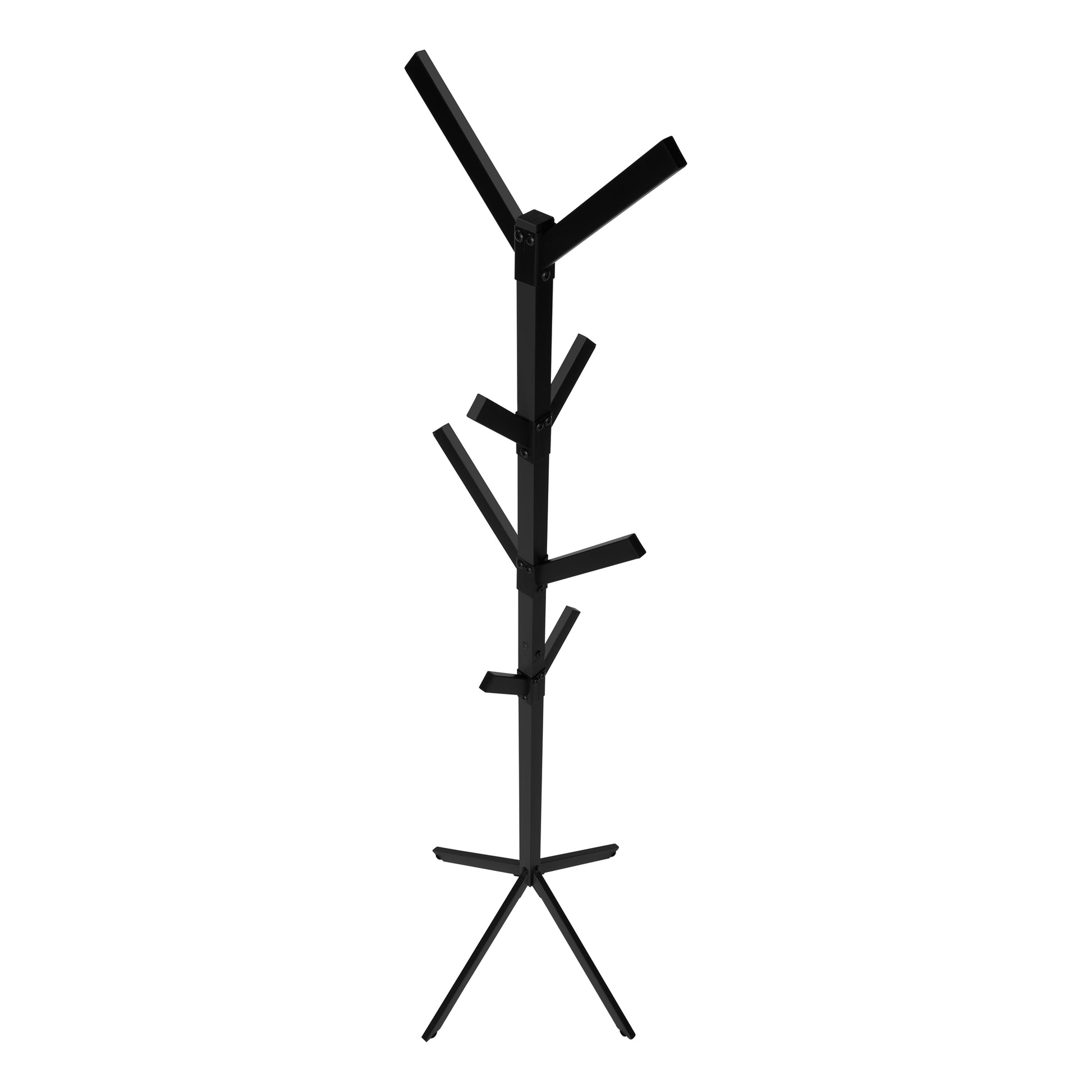 title:Coat Rack, Hall Tree, Free Standing, 8 Hooks, Entryway, 70"h, Bedroom, Black Metal, Contemporary, Modern;color:Black