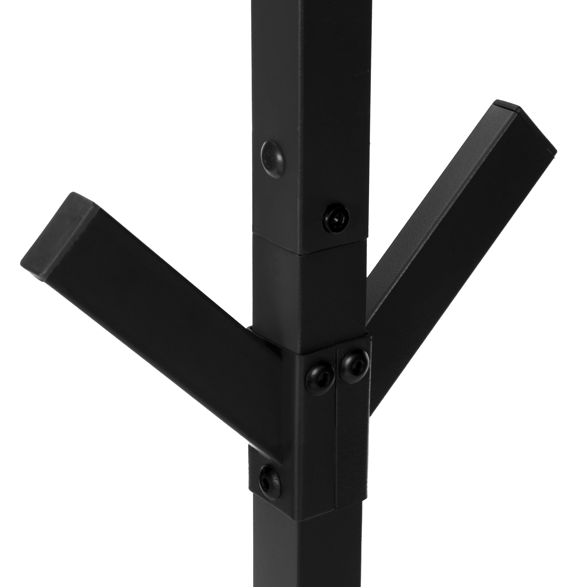 title:Coat Rack, Hall Tree, Free Standing, 8 Hooks, Entryway, 70"h, Bedroom, Black Metal, Contemporary, Modern;color:Black