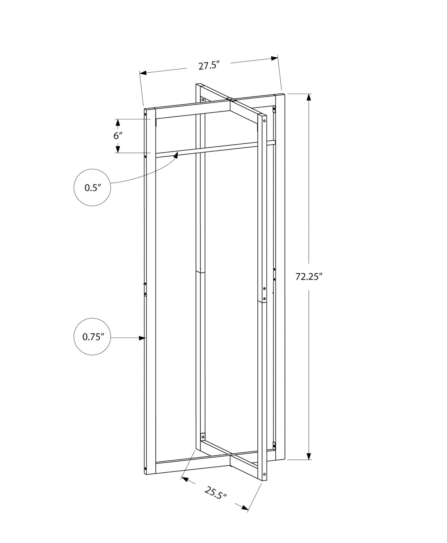 title:Coat Rack, Hall Tree, Free Standing, Hanging Bar, Entryway, 72"h, Bedroom, White Metal, Contemporary, Modern;color:White