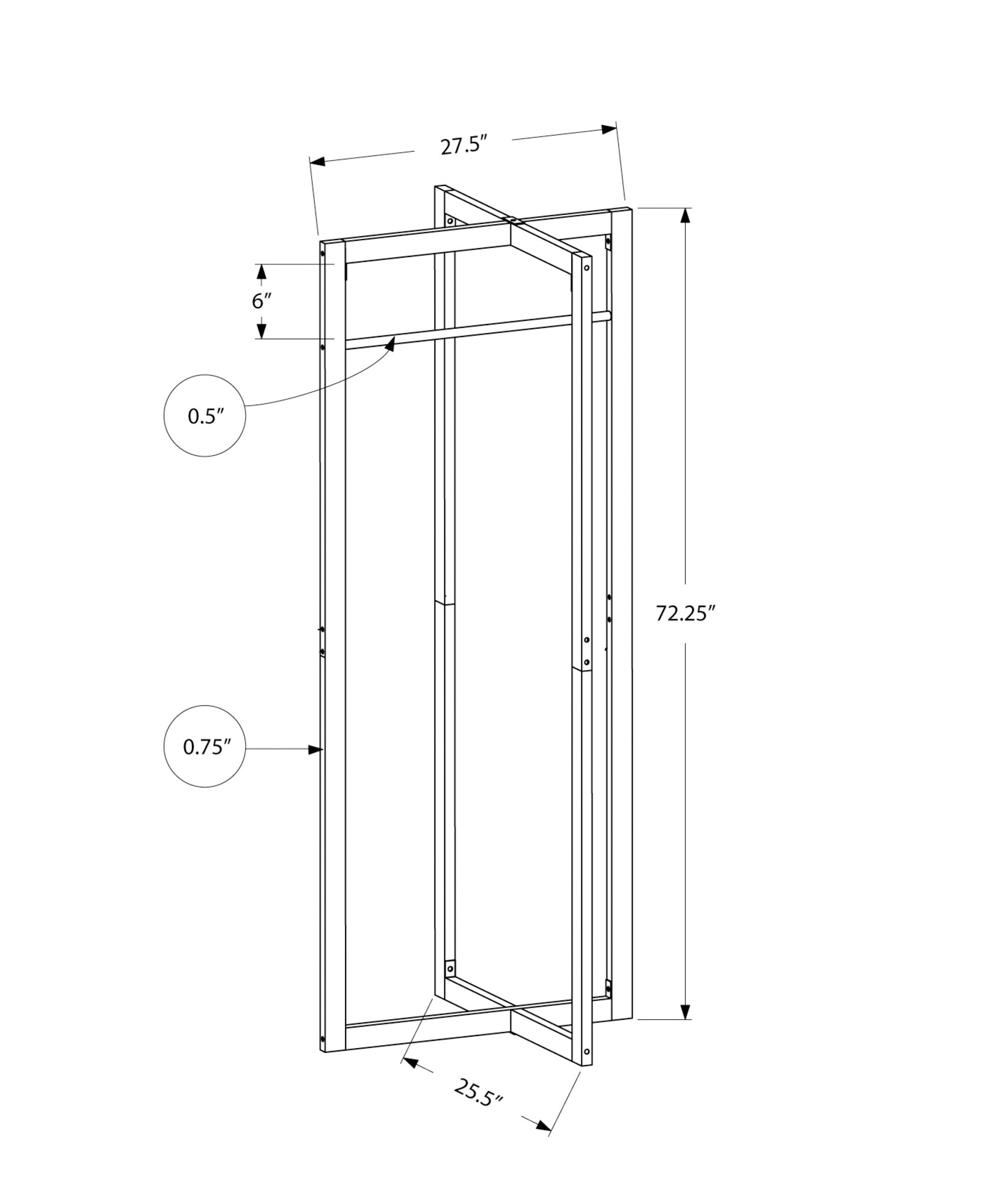 title:Coat Rack, Hall Tree, Free Standing, Hanging Bar, Entryway, 72"h, Bedroom, White Metal, Contemporary, Modern;color:White