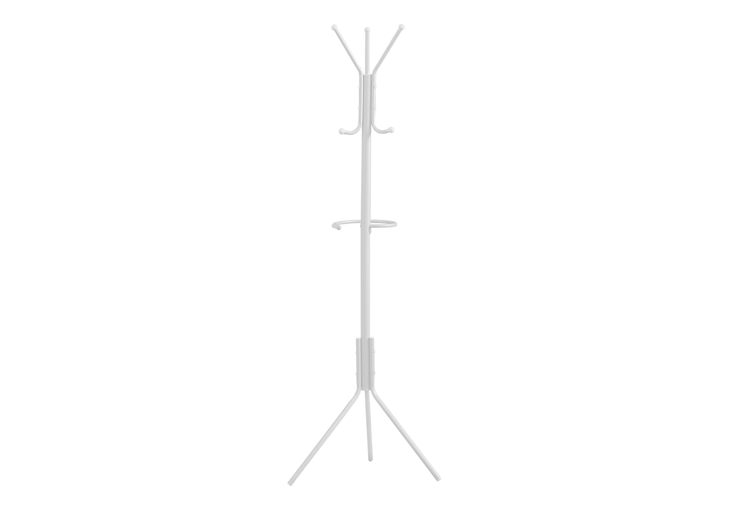 title:Coat Rack, Hall Tree, Free Standing, Hanging Bar, 6 Hooks, Entryway, 68"h, Bedroom, White Metal, Contemporary, Modern;color:White