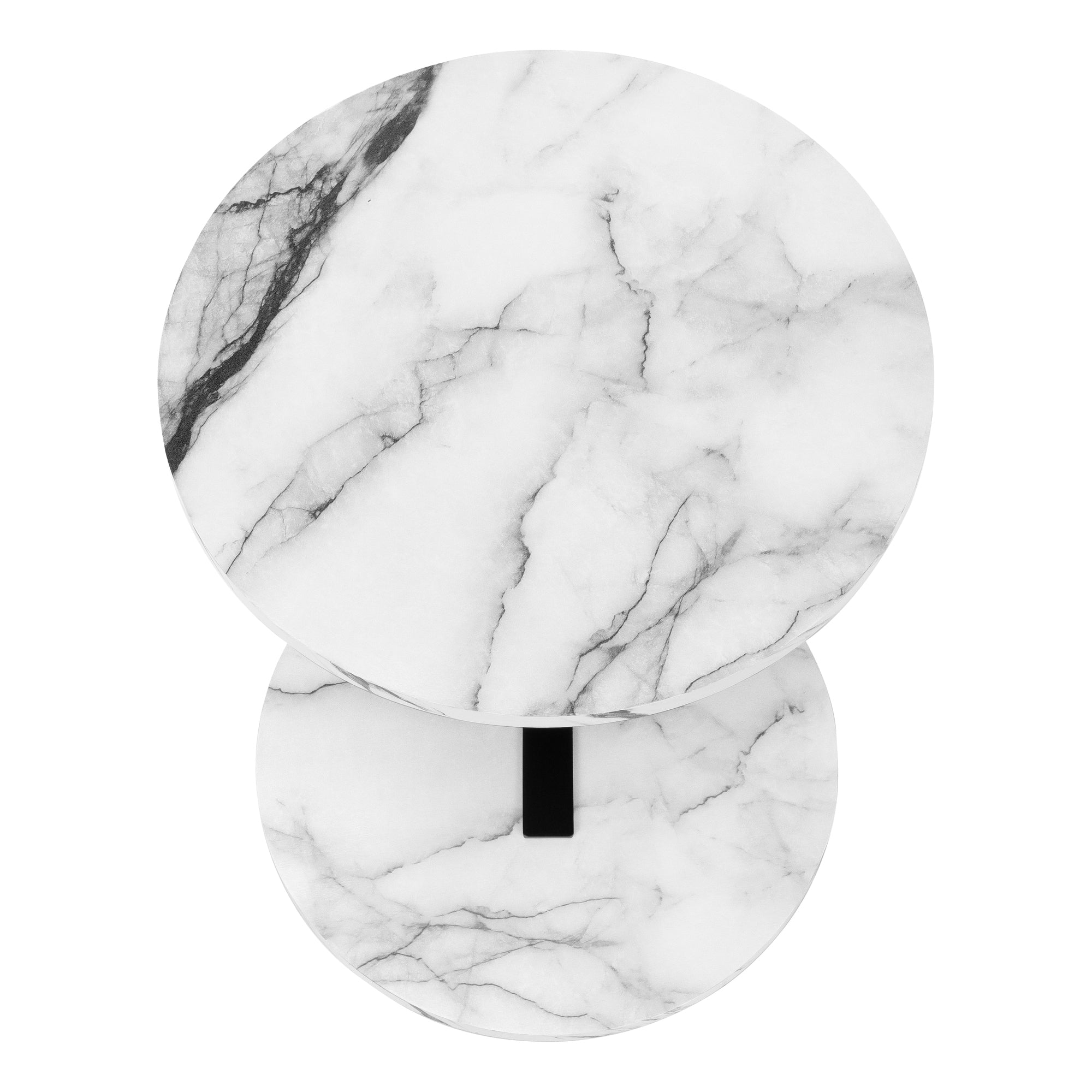 title:Accent Table, Side, Round, End, Nightstand, Lamp, Living Room, Bedroom, White Marble Look Laminate, Black Metal, Contemporary, Modern;color:White