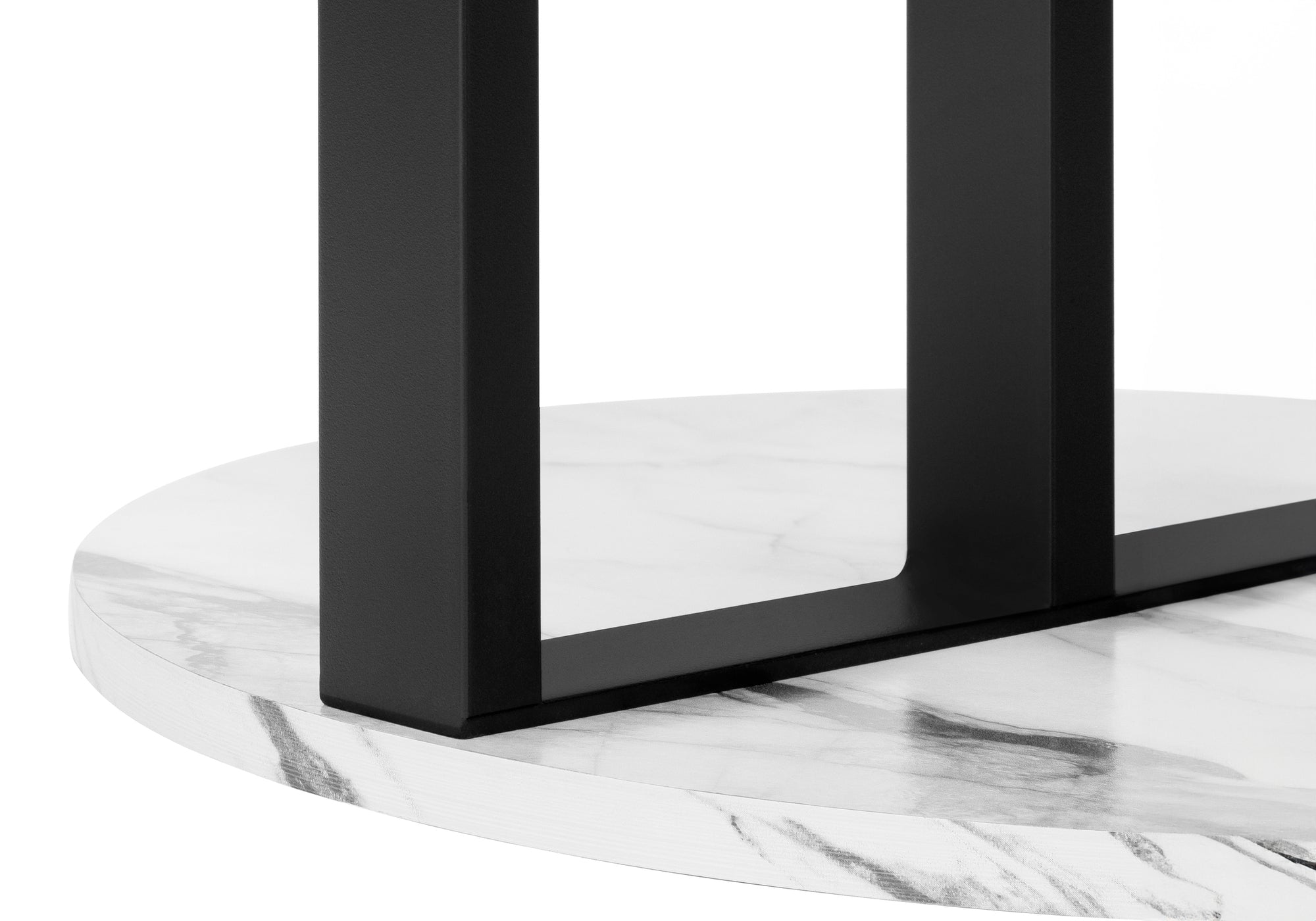 title:Accent Table, Side, Round, End, Nightstand, Lamp, Living Room, Bedroom, White Marble Look Laminate, Black Metal, Contemporary, Modern;color:White