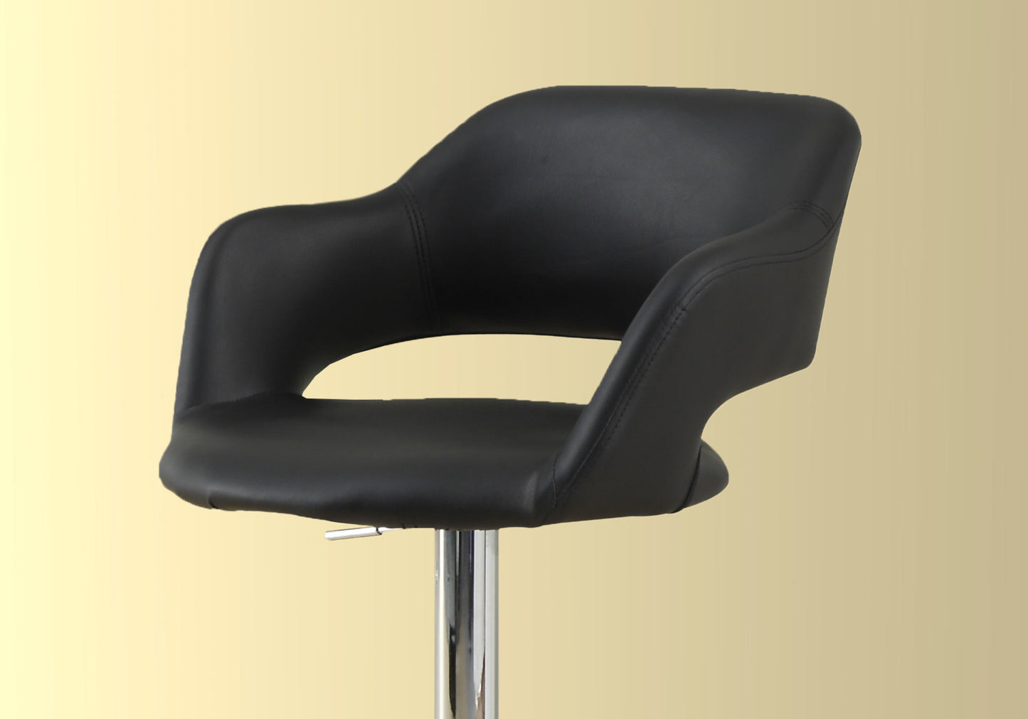 title:Bar Stool, Swivel, Bar Height, Adjustable, Chrome Metal, Black Leather Look, Contemporary, Modern;color:Black