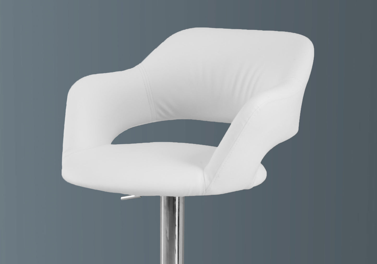 title:Bar Stool, Swivel, Bar Height, Adjustable, Chrome Metal, White Leather Look, Contemporary, Modern;color:White