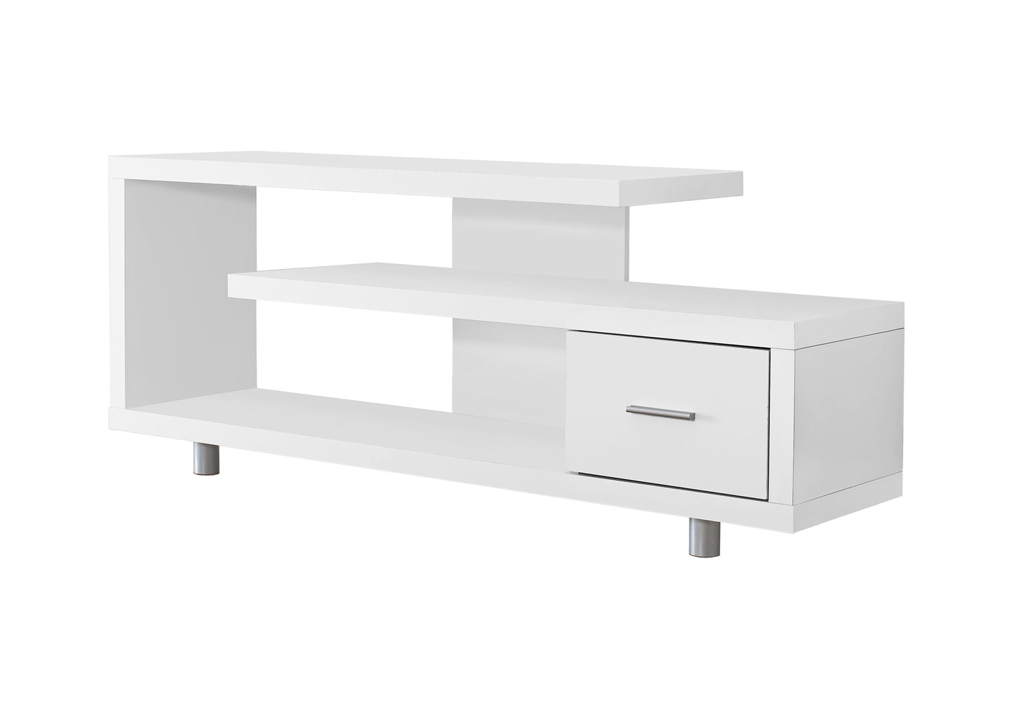 title:Tv Stand, 60 Inch, Console, Media Entertainment Center, Storage Cabinet, Living Room, Bedroom, White Laminate, Contemporary, Modern;color:White