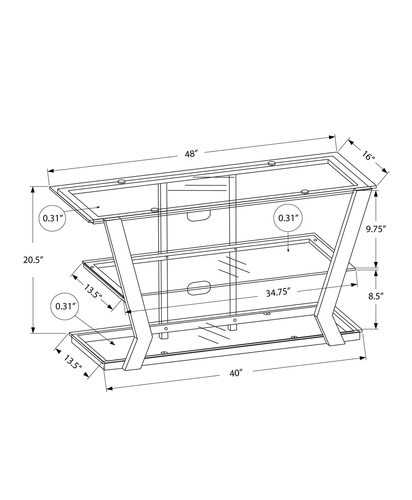 title:Tv Stand, 48 Inch, Console, Media Entertainment Center, Storage Shelves, Living Room, Bedroom, Black Metal, Clear Tempered Glass, Contemporary, Modern;color:Black