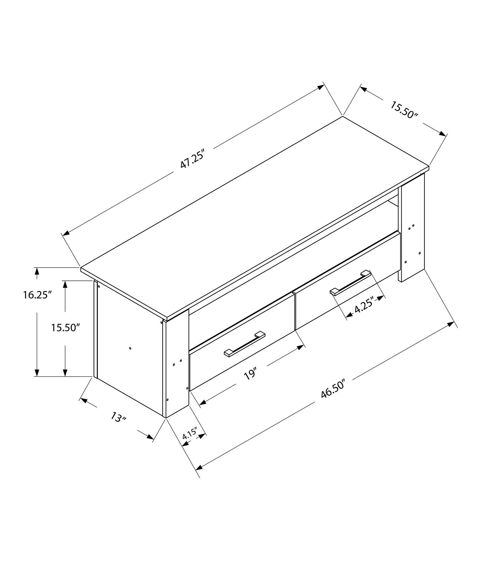 title:Tv Stand, 48 Inch, Console, Media Entertainment Center, Storage Drawers, Living Room, Bedroom, White Laminate, Contemporary, Modern;color:White