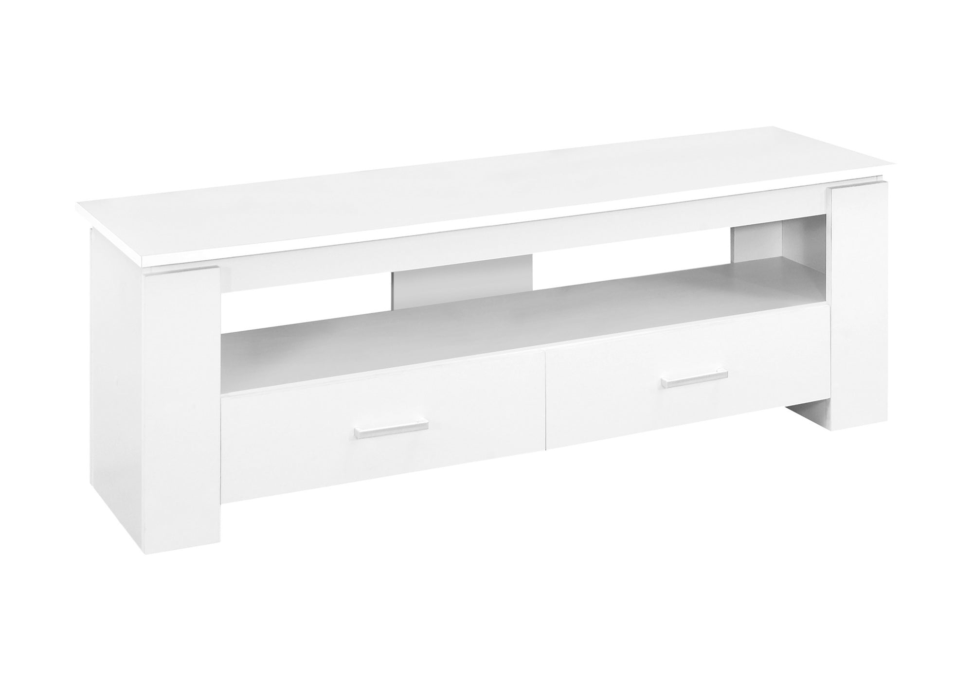 title:Tv Stand, 48 Inch, Console, Media Entertainment Center, Storage Drawers, Living Room, Bedroom, White Laminate, Contemporary, Modern;color:White