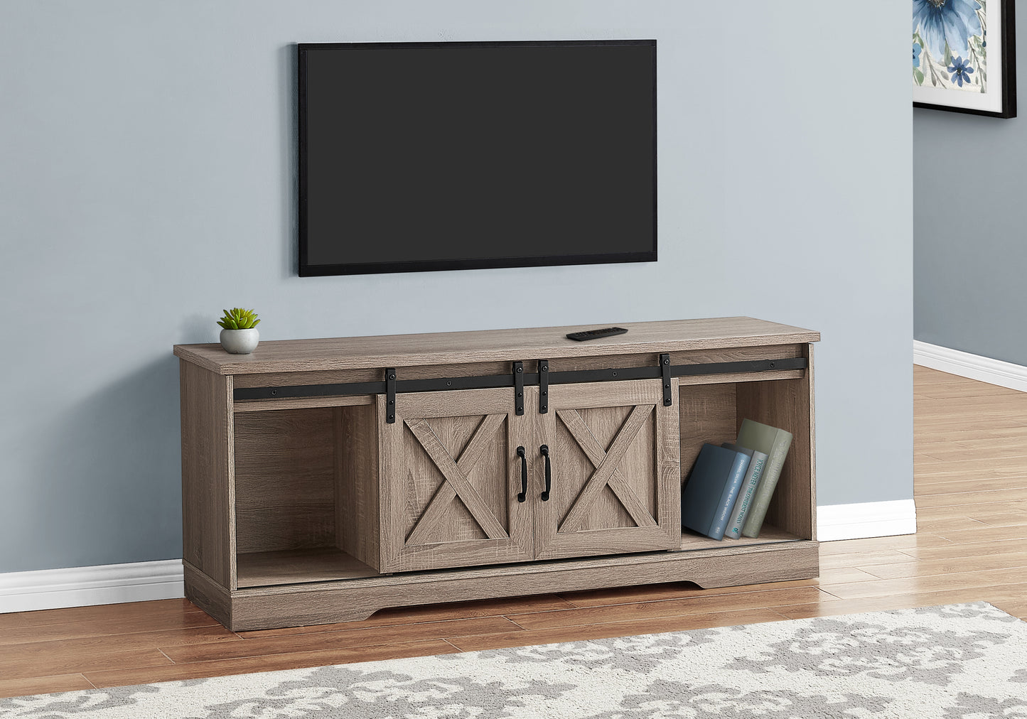 title:Tv Stand, 60 Inch, Console, Media Entertainment Center, Storage Cabinet, Living Room, Bedroom, Brown Laminate, Transitional;color:Dark Taupe