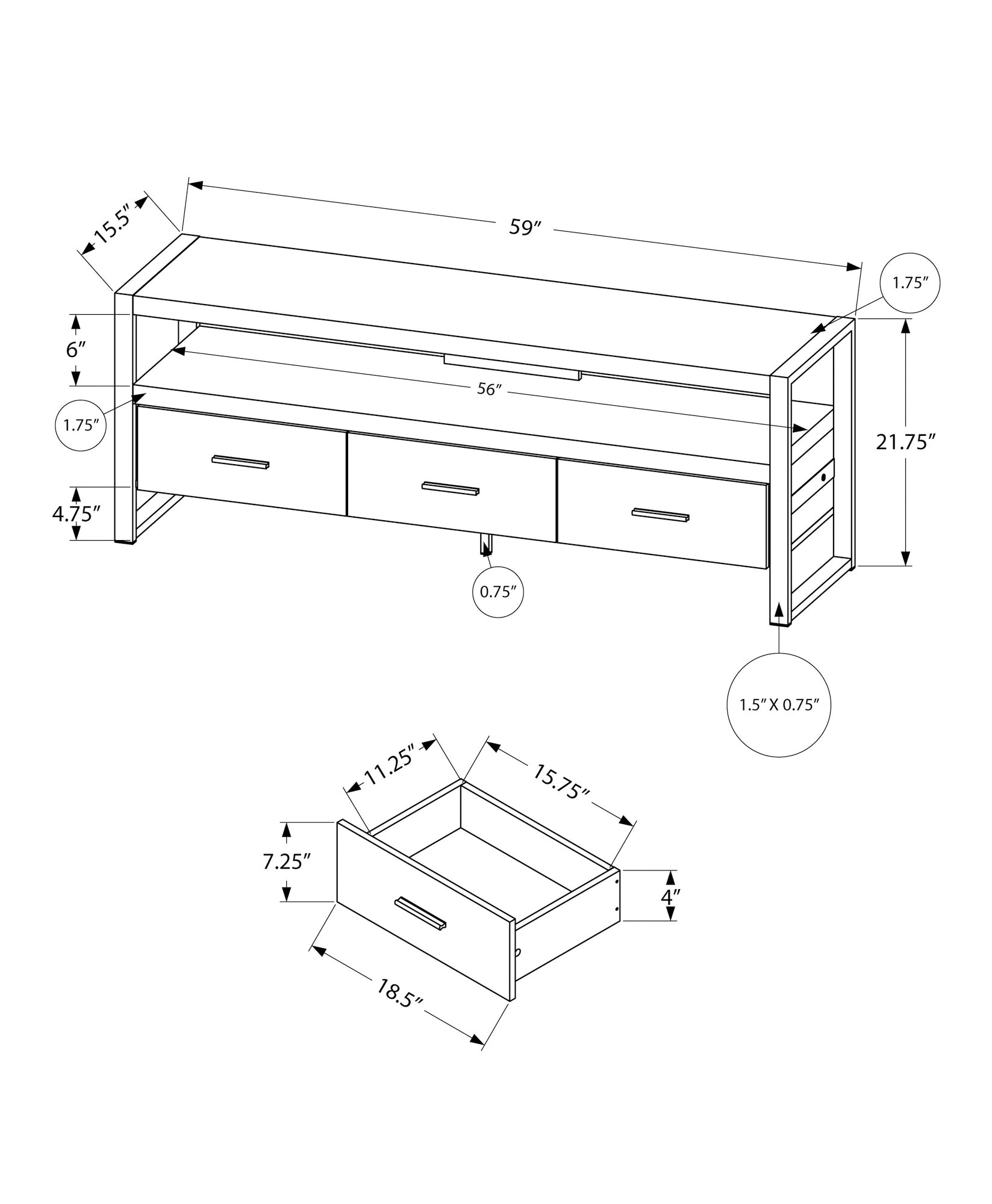 title:Tv Stand, 60 Inch, Console, Media Entertainment Center, Storage Drawers, Living Room, Bedroom, Brown Laminate, Black Metal, Contemporary, Modern;color:Brown