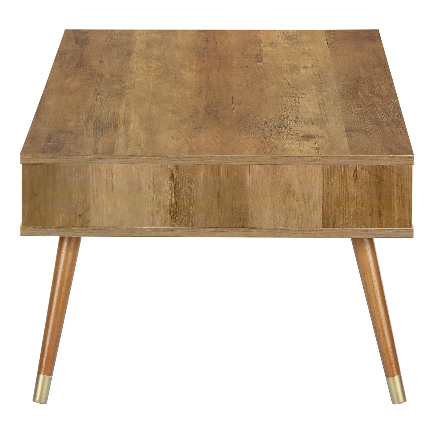 title:Coffee Table, Accent, Cocktail, Rectangular, Storage, Living Room, 44"l, Walnut Laminate, Wood Legs, Mid Century;color:Walnut