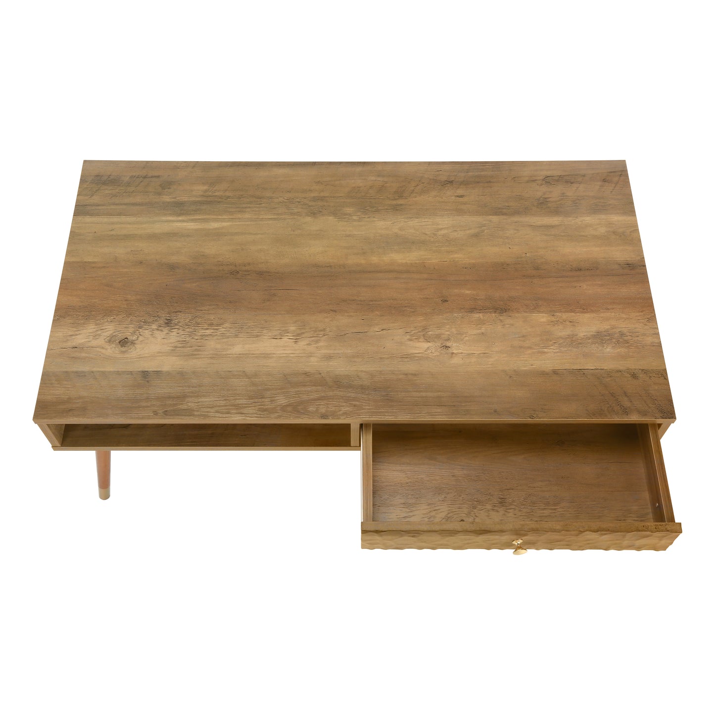 title:Coffee Table, Accent, Cocktail, Rectangular, Storage, Living Room, 44"l, Walnut Laminate, Wood Legs, Mid Century;color:Walnut