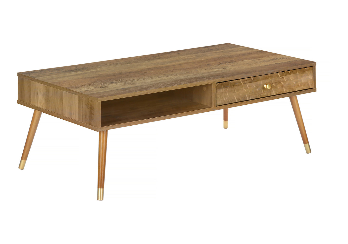 title:Coffee Table, Accent, Cocktail, Rectangular, Storage, Living Room, 44"l, Walnut Laminate, Wood Legs, Mid Century;color:Walnut