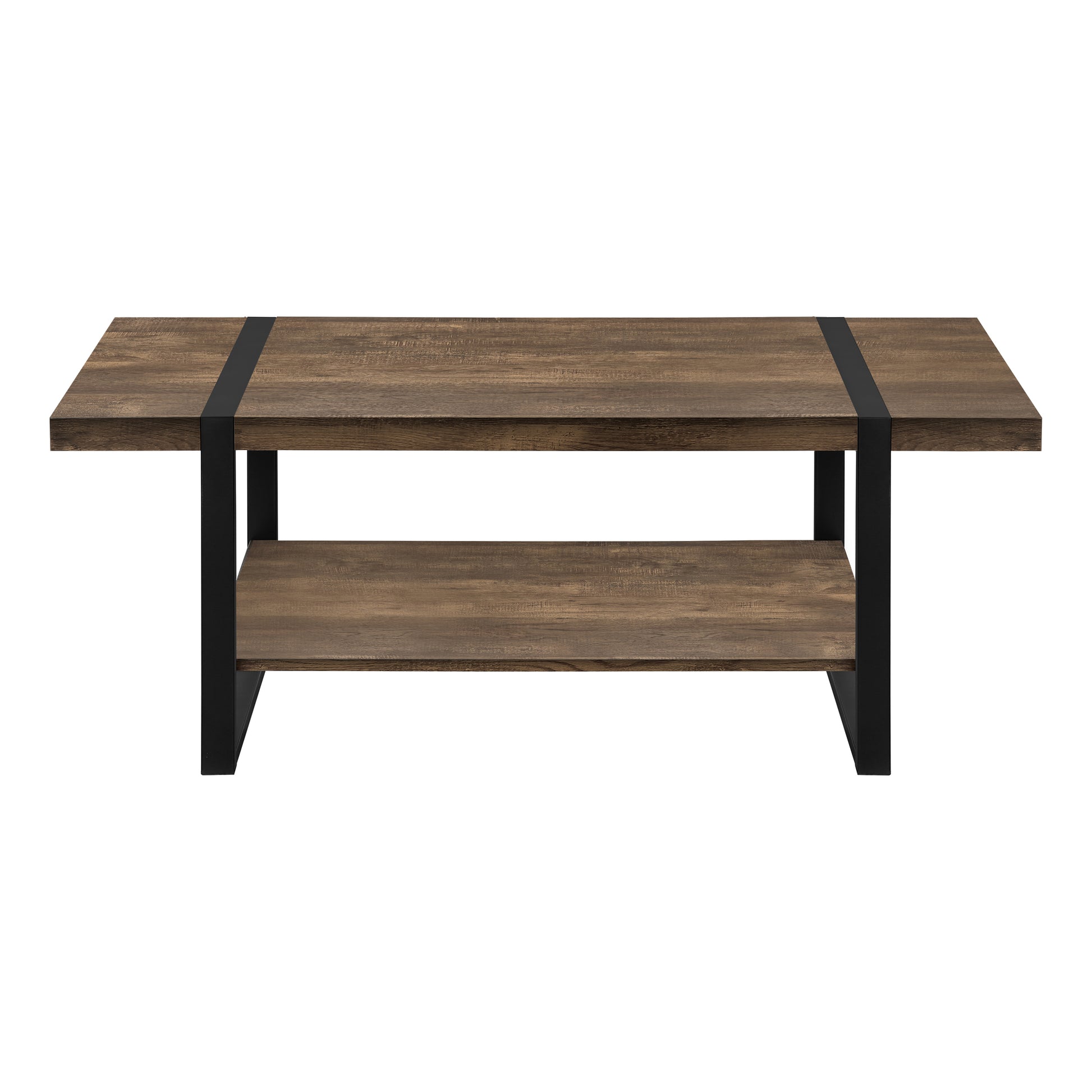 title:Coffee Table, Accent, Cocktail, Rectangular, Living Room, 48"l, Brown Laminate, Black Metal, Contemporary, Modern;color:Brown