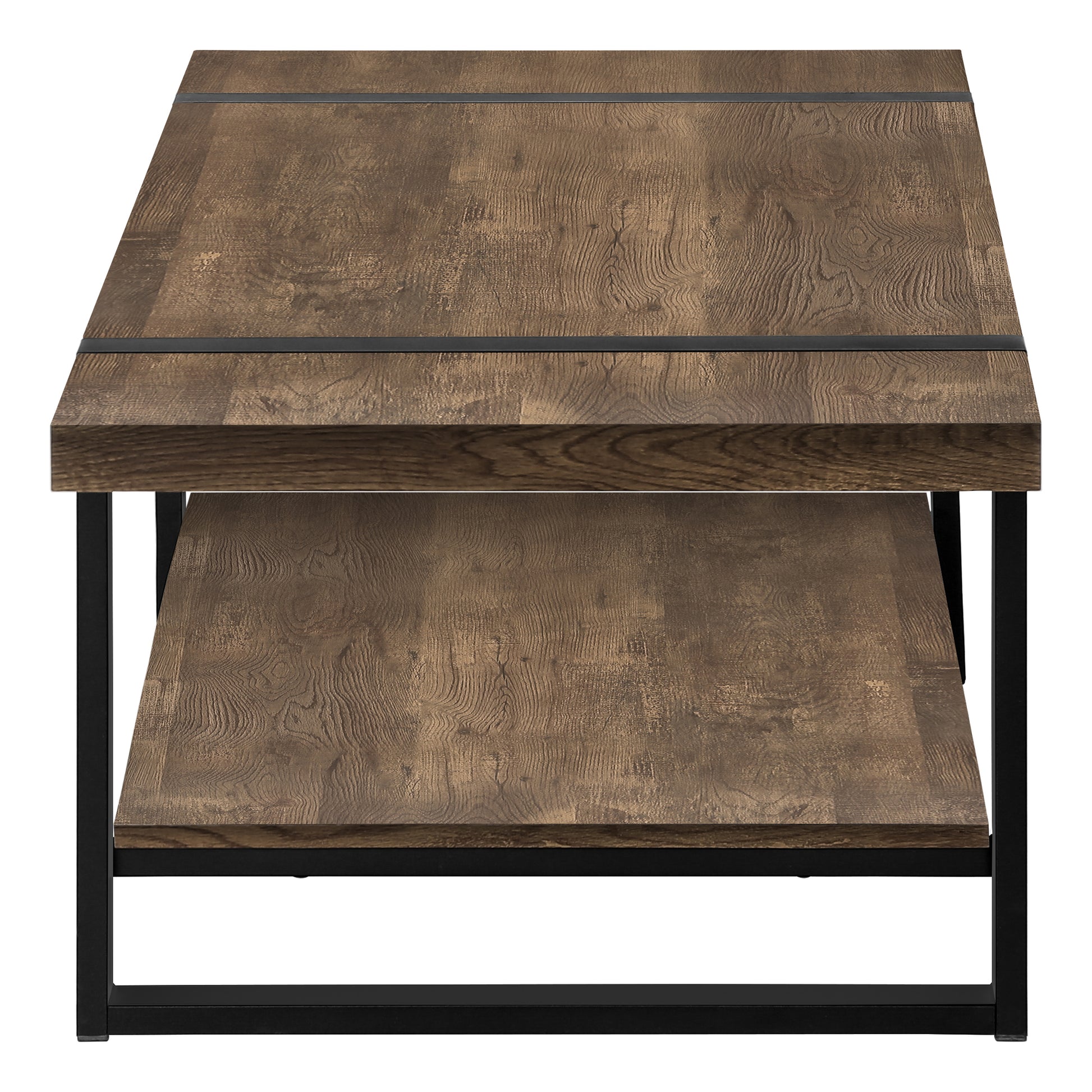 title:Coffee Table, Accent, Cocktail, Rectangular, Living Room, 48"l, Brown Laminate, Black Metal, Contemporary, Modern;color:Brown