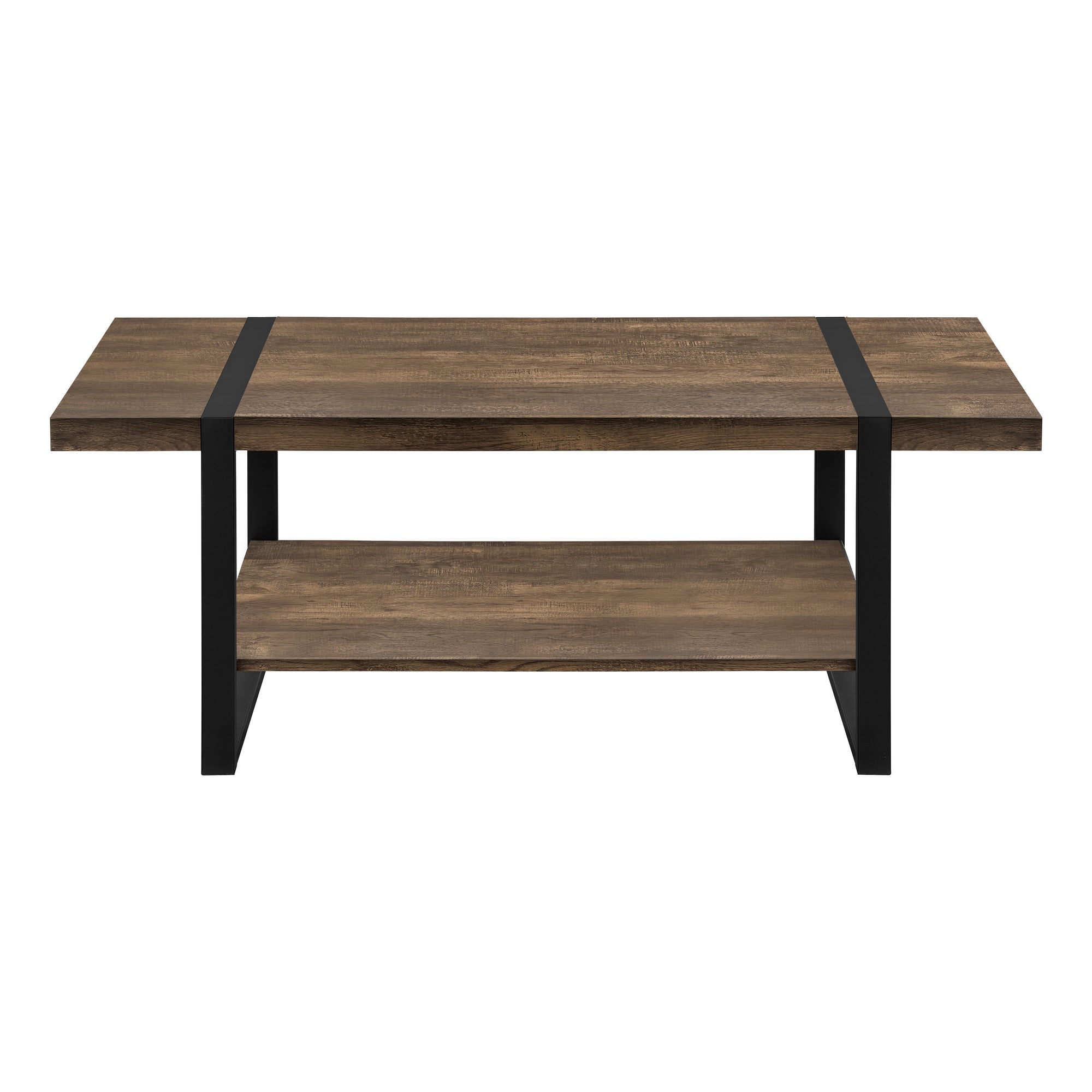 title:Coffee Table, Accent, Cocktail, Rectangular, Living Room, 48"l, Brown Laminate, Black Metal, Contemporary, Modern;color:Brown