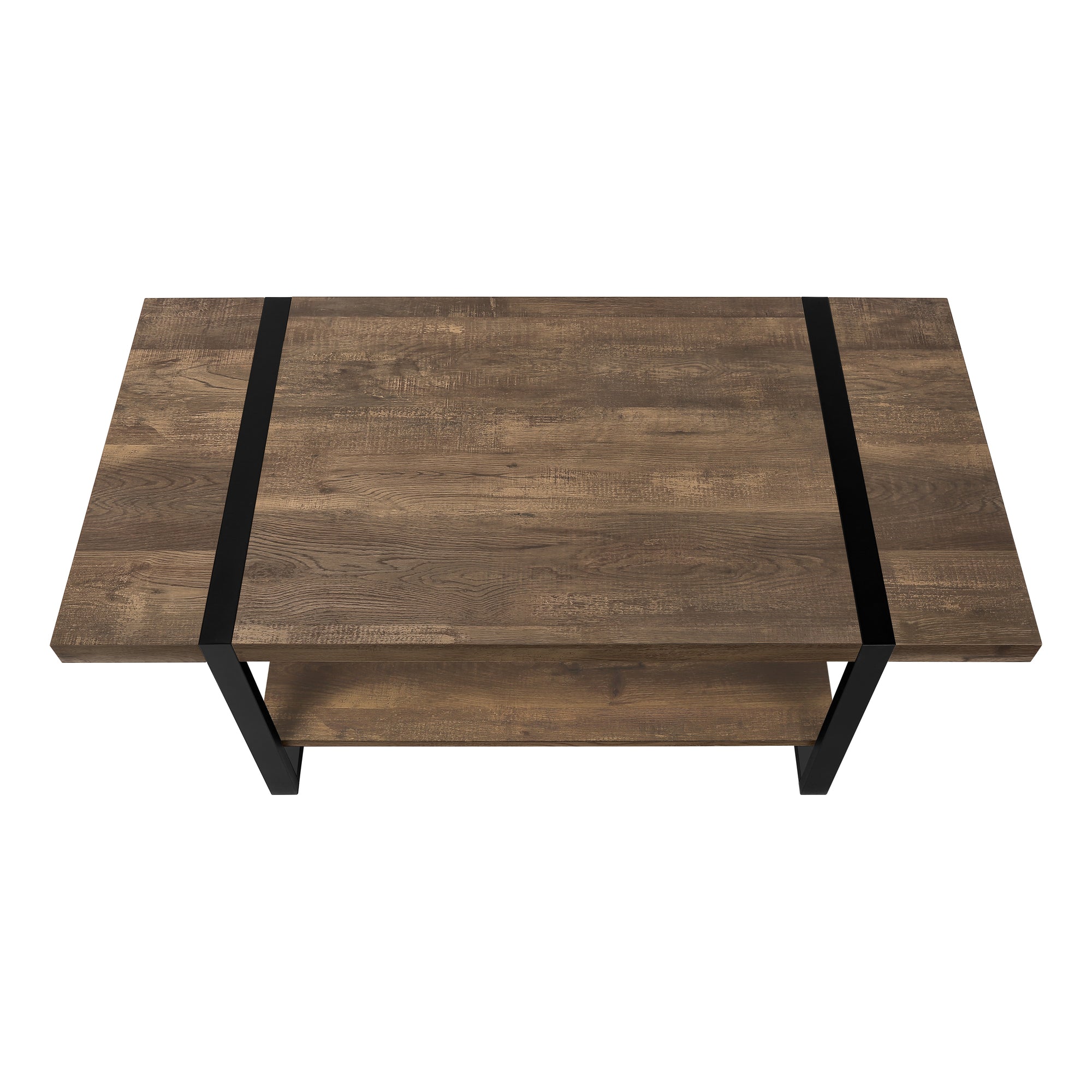 title:Coffee Table, Accent, Cocktail, Rectangular, Living Room, 48"l, Brown Laminate, Black Metal, Contemporary, Modern;color:Brown