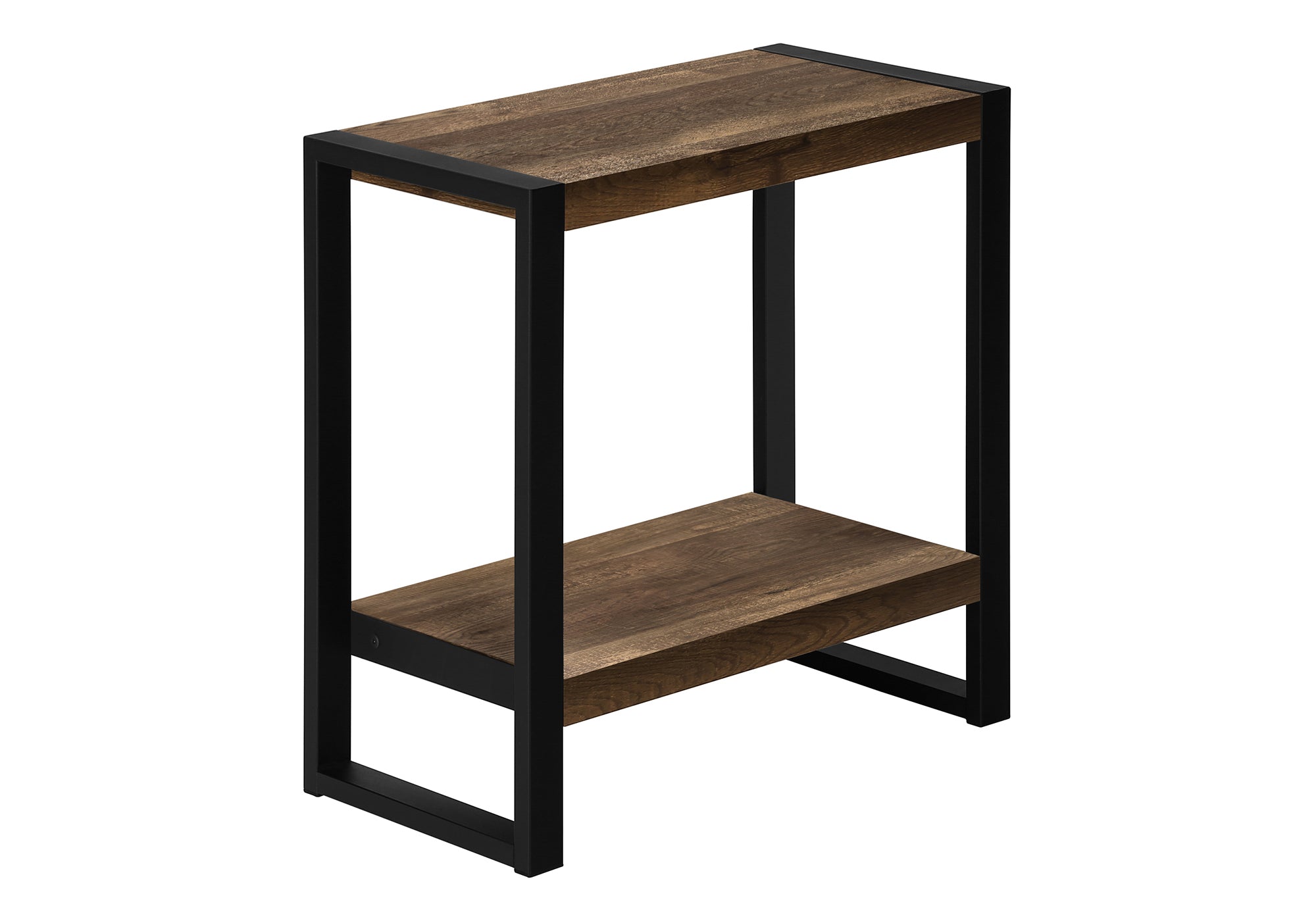 title:Accent Table, Side, End, Nightstand, Lamp, Living Room, Bedroom, Brown Laminate, Black Metal, Industrial;color:Brown