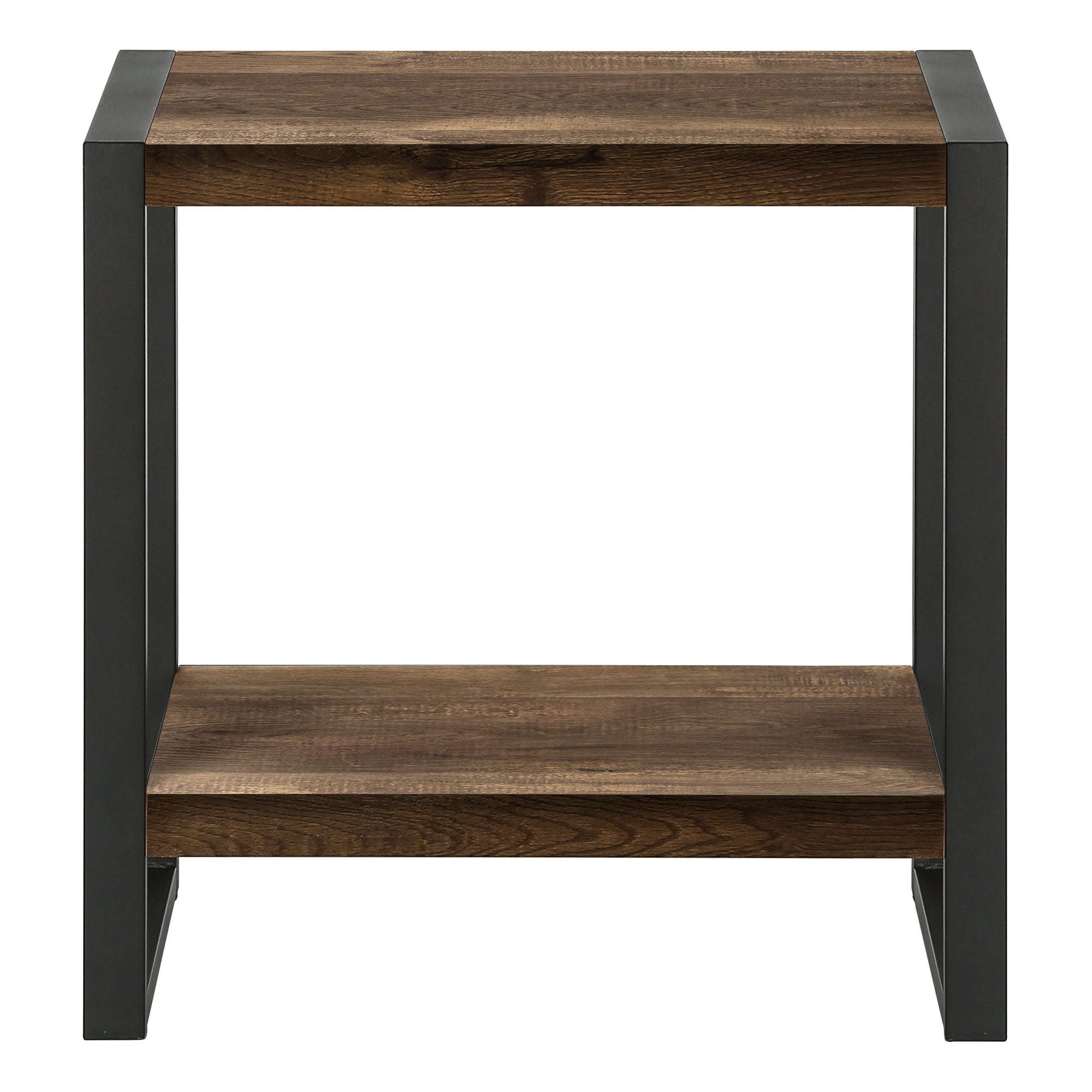 title:Accent Table, Side, End, Nightstand, Lamp, Living Room, Bedroom, Brown Laminate, Black Metal, Industrial;color:Brown