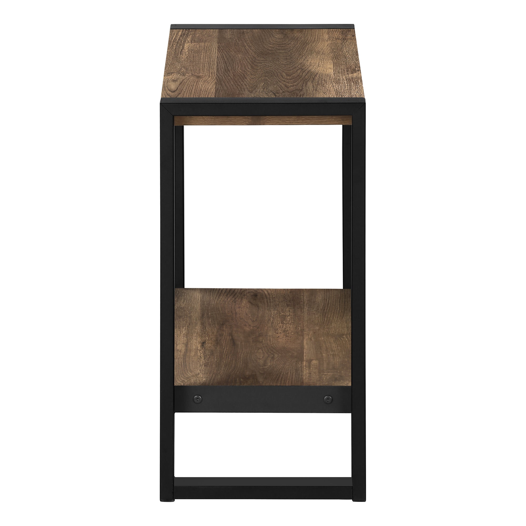 title:Accent Table, Side, End, Nightstand, Lamp, Living Room, Bedroom, Brown Laminate, Black Metal, Industrial;color:Brown