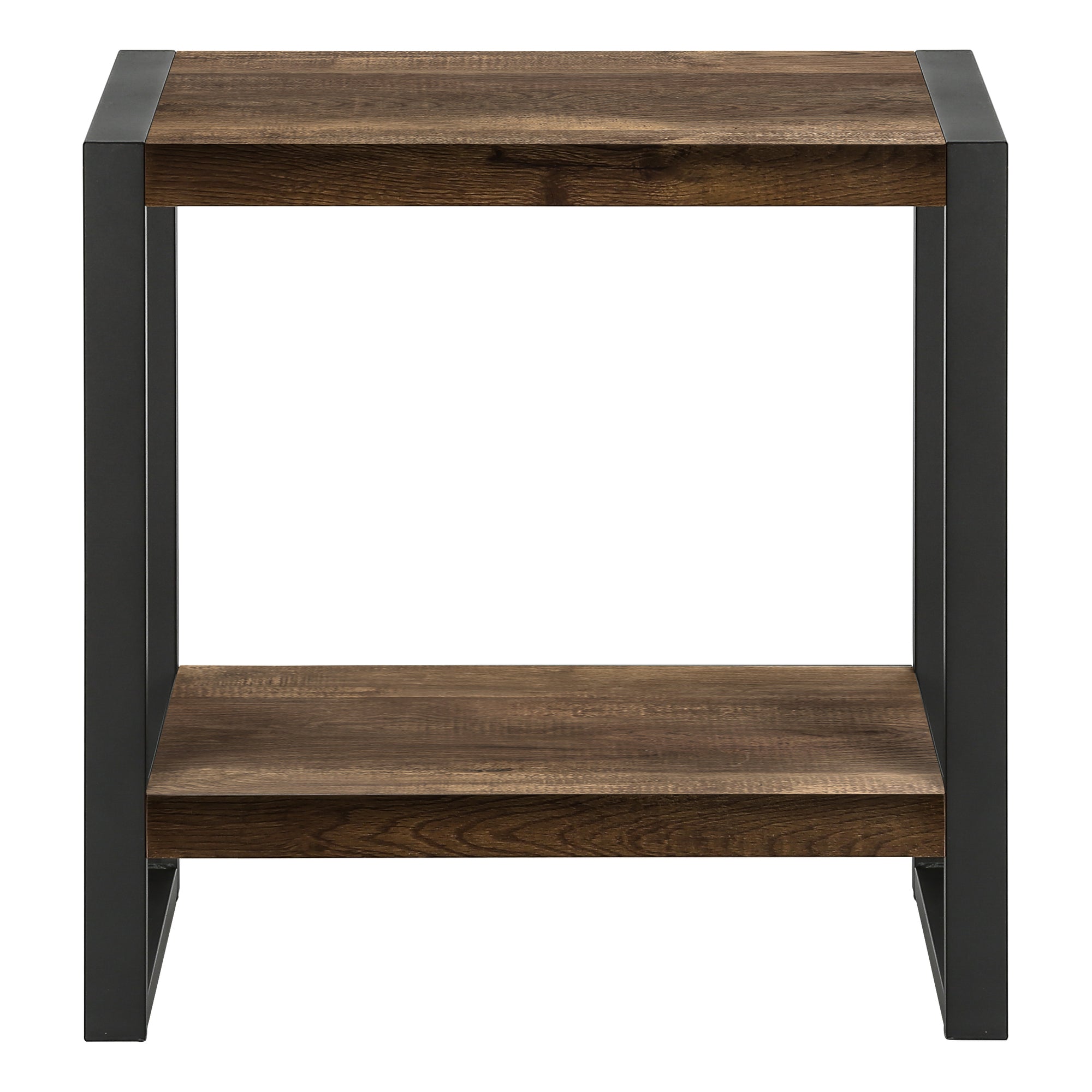 title:Accent Table, Side, End, Nightstand, Lamp, Living Room, Bedroom, Brown Laminate, Black Metal, Industrial;color:Brown