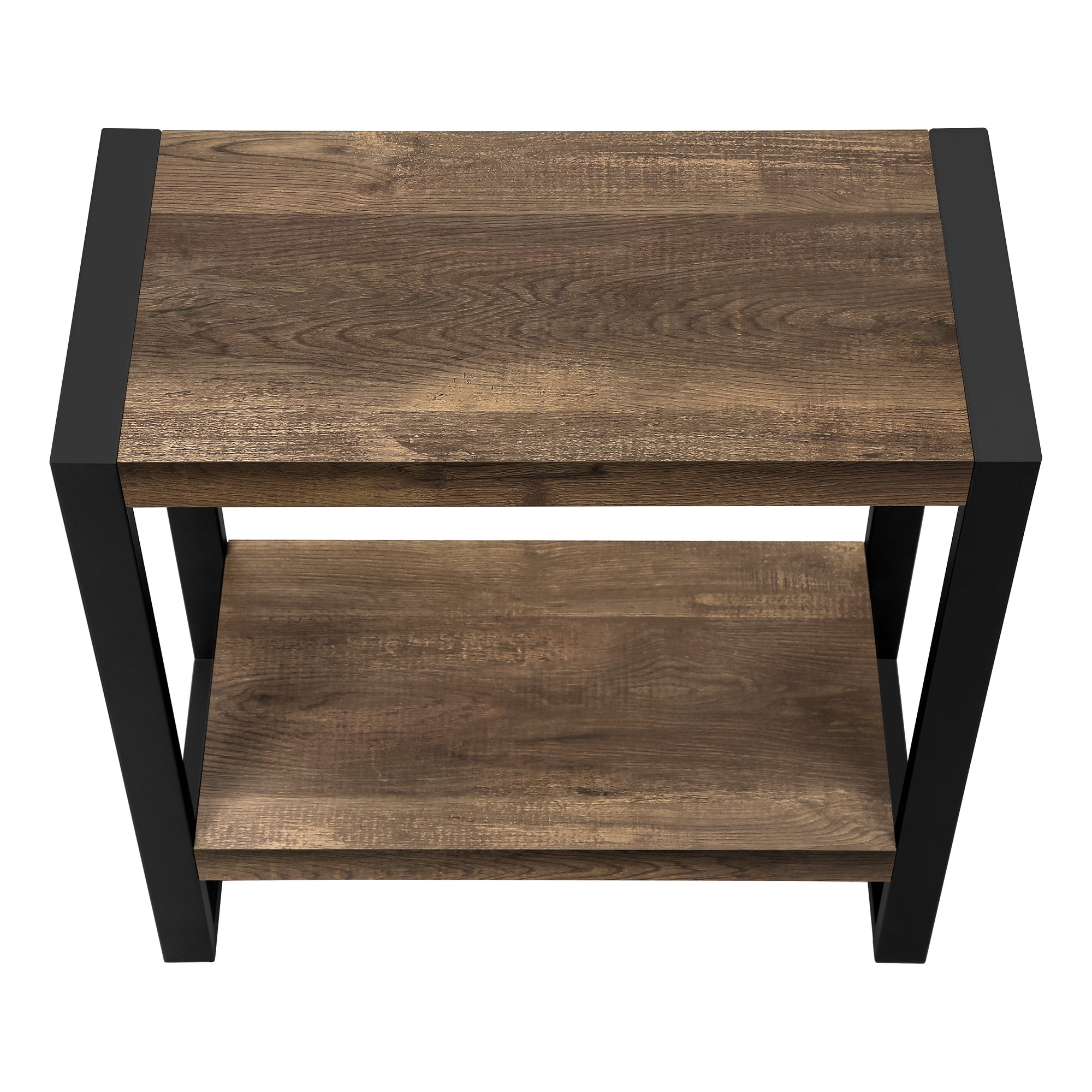 title:Accent Table, Side, End, Nightstand, Lamp, Living Room, Bedroom, Brown Laminate, Black Metal, Industrial;color:Brown