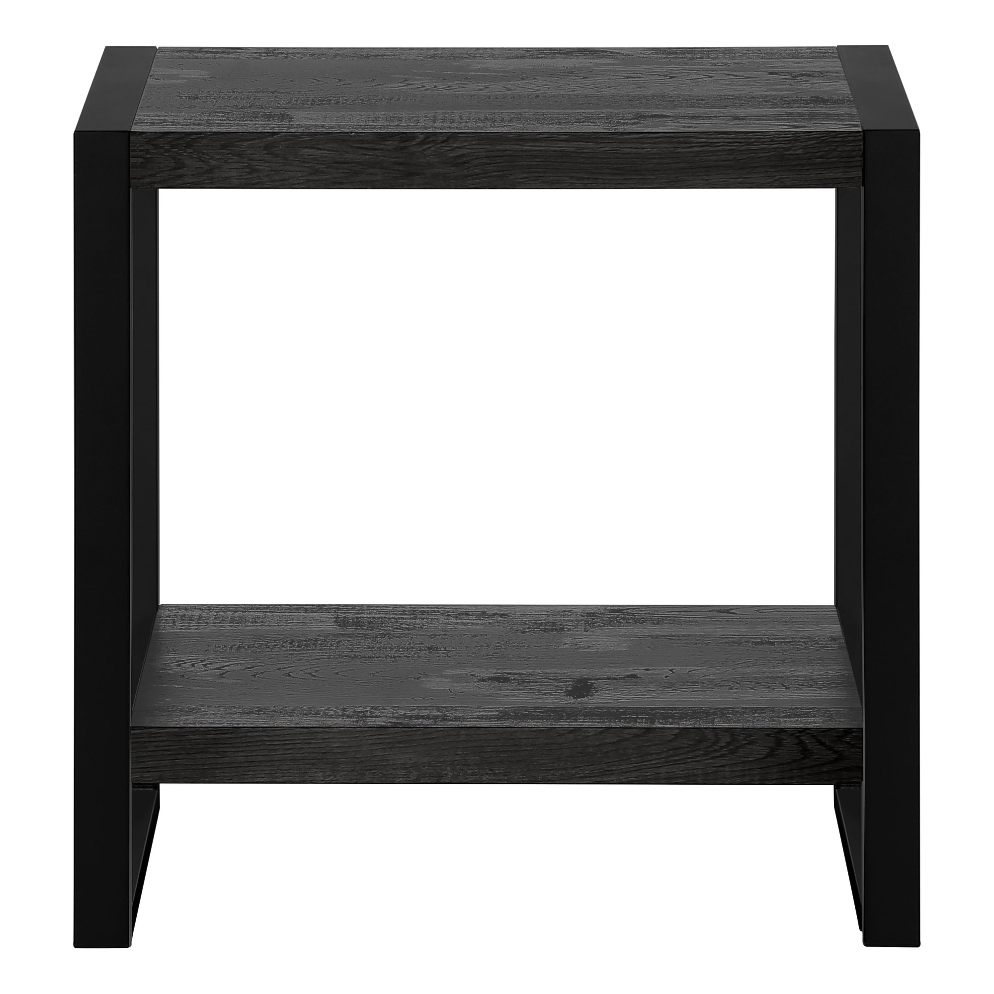 title:Accent Table, Side, End, Nightstand, Lamp, Living Room, Bedroom, Black Laminate, Black Metal, Industrial;color:Black