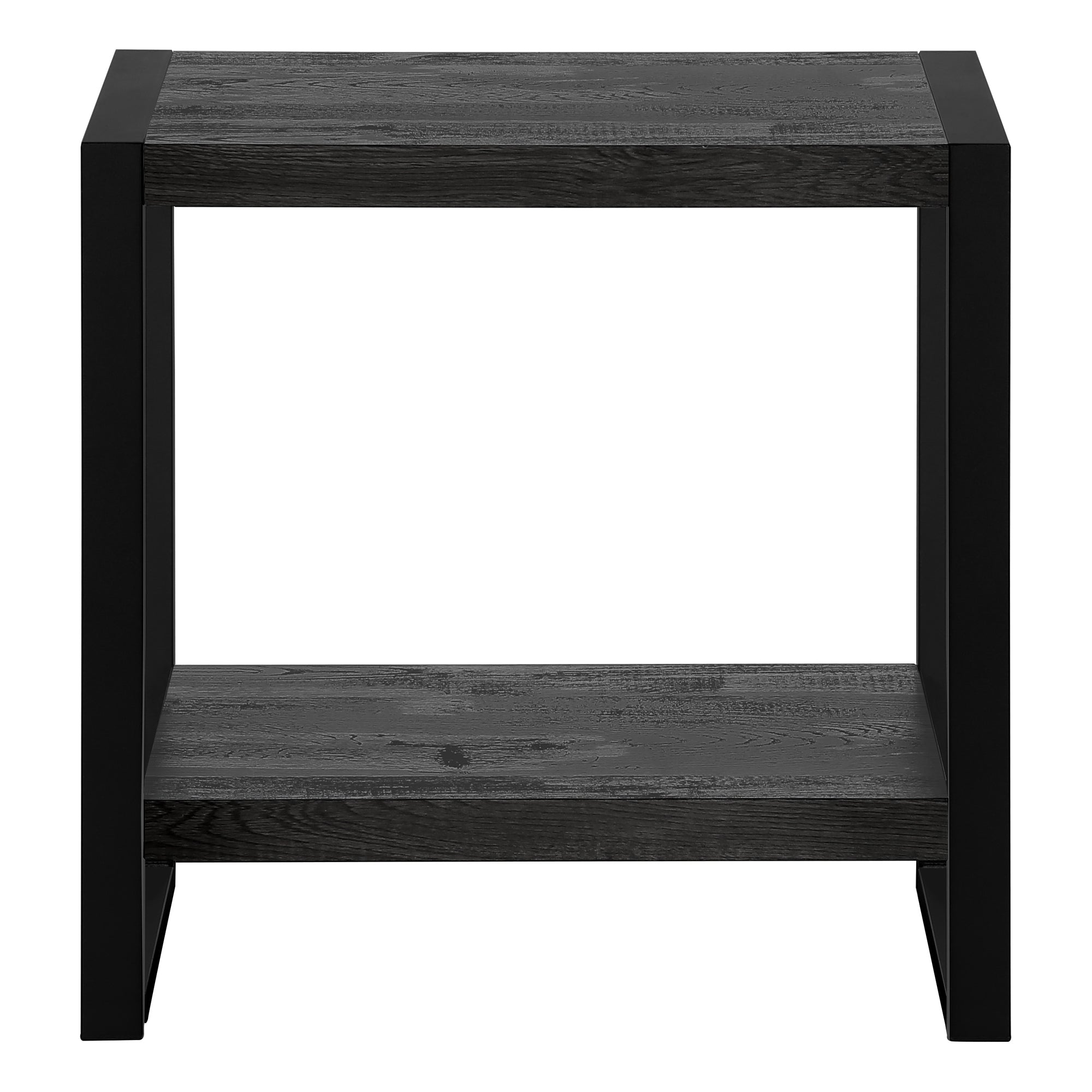 title:Accent Table, Side, End, Nightstand, Lamp, Living Room, Bedroom, Black Laminate, Black Metal, Industrial;color:Black