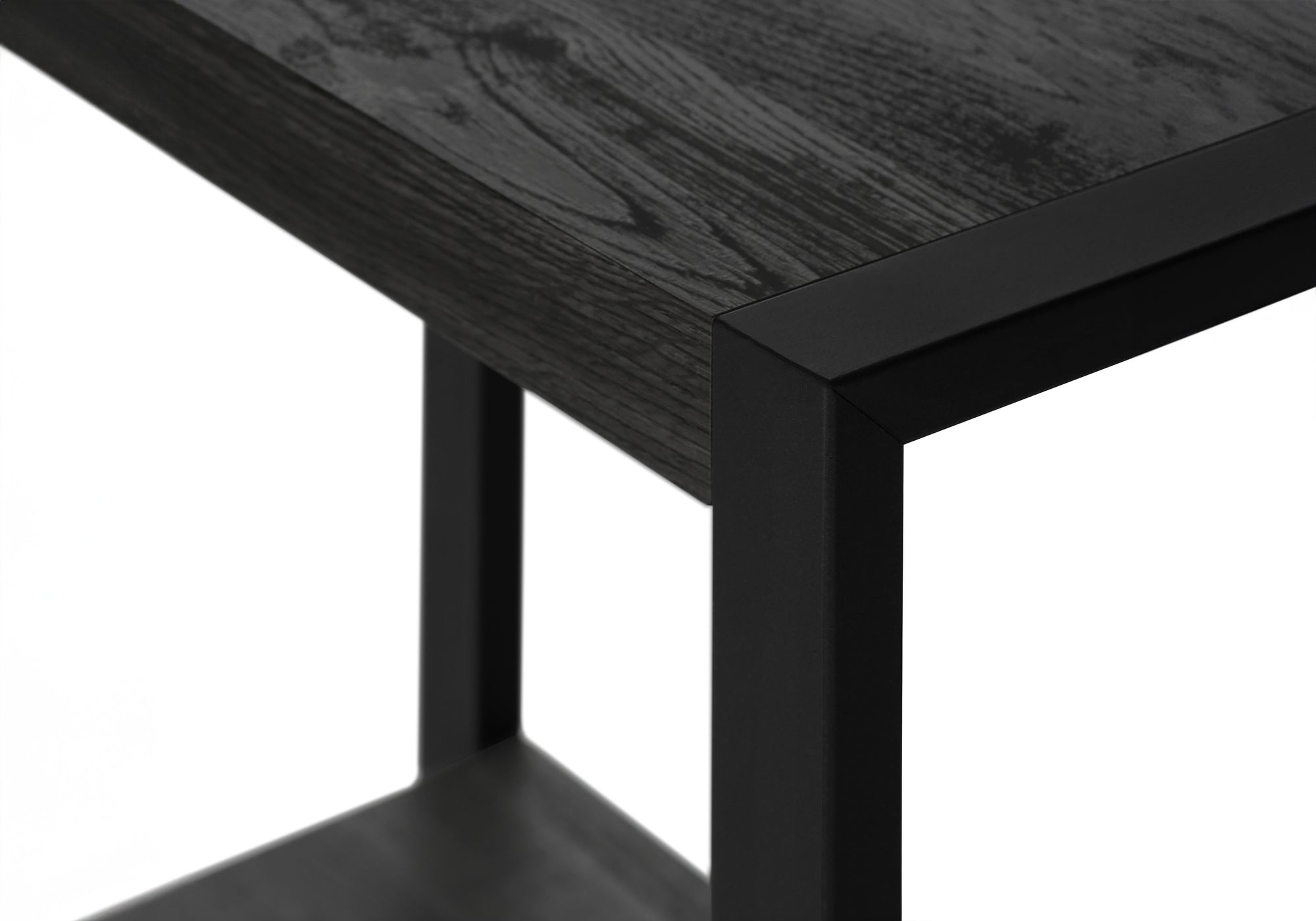 title:Accent Table, Side, End, Nightstand, Lamp, Living Room, Bedroom, Black Laminate, Black Metal, Industrial;color:Black