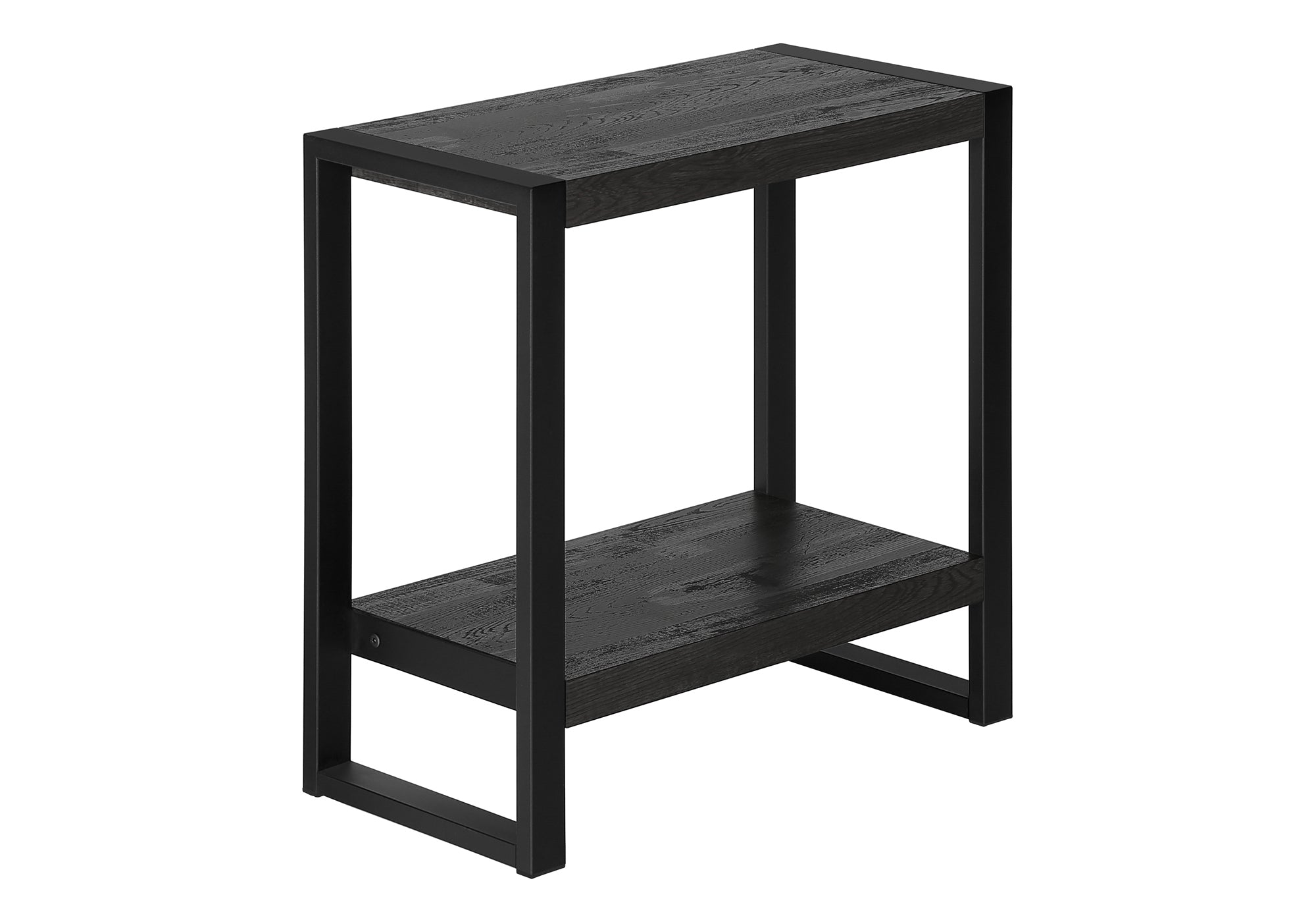 title:Accent Table, Side, End, Nightstand, Lamp, Living Room, Bedroom, Black Laminate, Black Metal, Industrial;color:Black