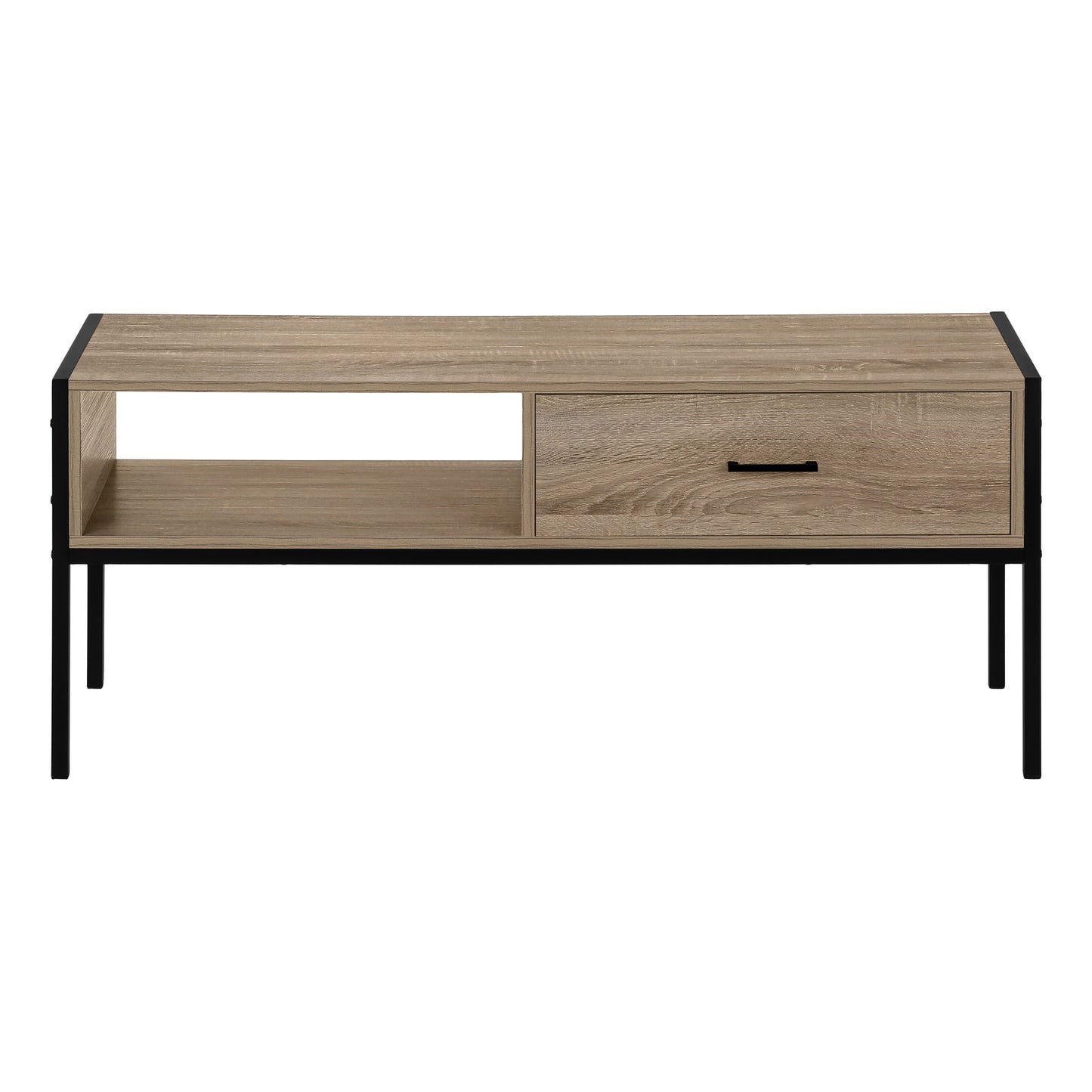 title:Tv Stand, 48 Inch, Console, Media Entertainment Center, Storage Drawer, Living Room, Bedroom, Brown Laminate, Black Metal, Contemporary, Modern;color:Dark Taupe