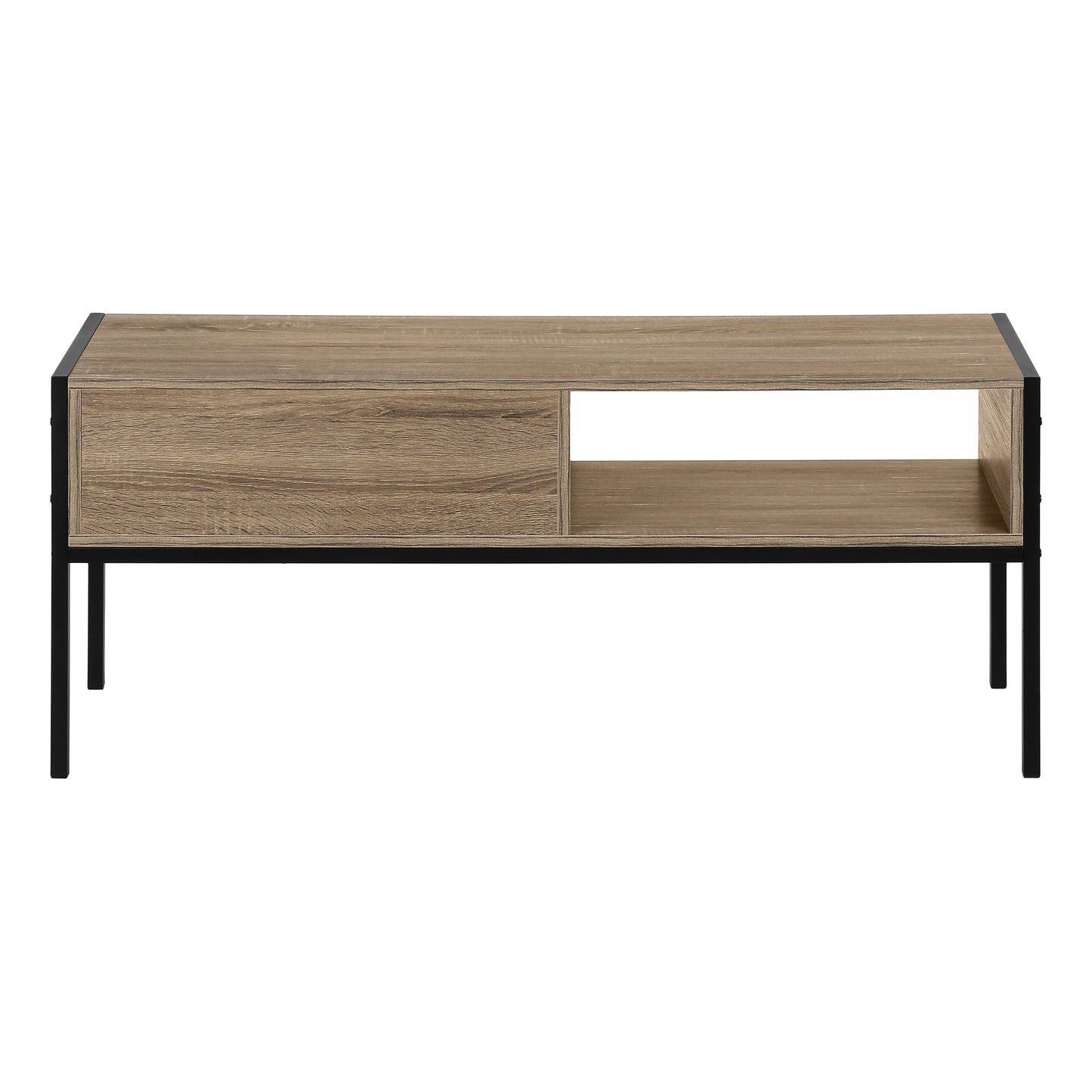 title:Tv Stand, 48 Inch, Console, Media Entertainment Center, Storage Drawer, Living Room, Bedroom, Brown Laminate, Black Metal, Contemporary, Modern;color:Dark Taupe