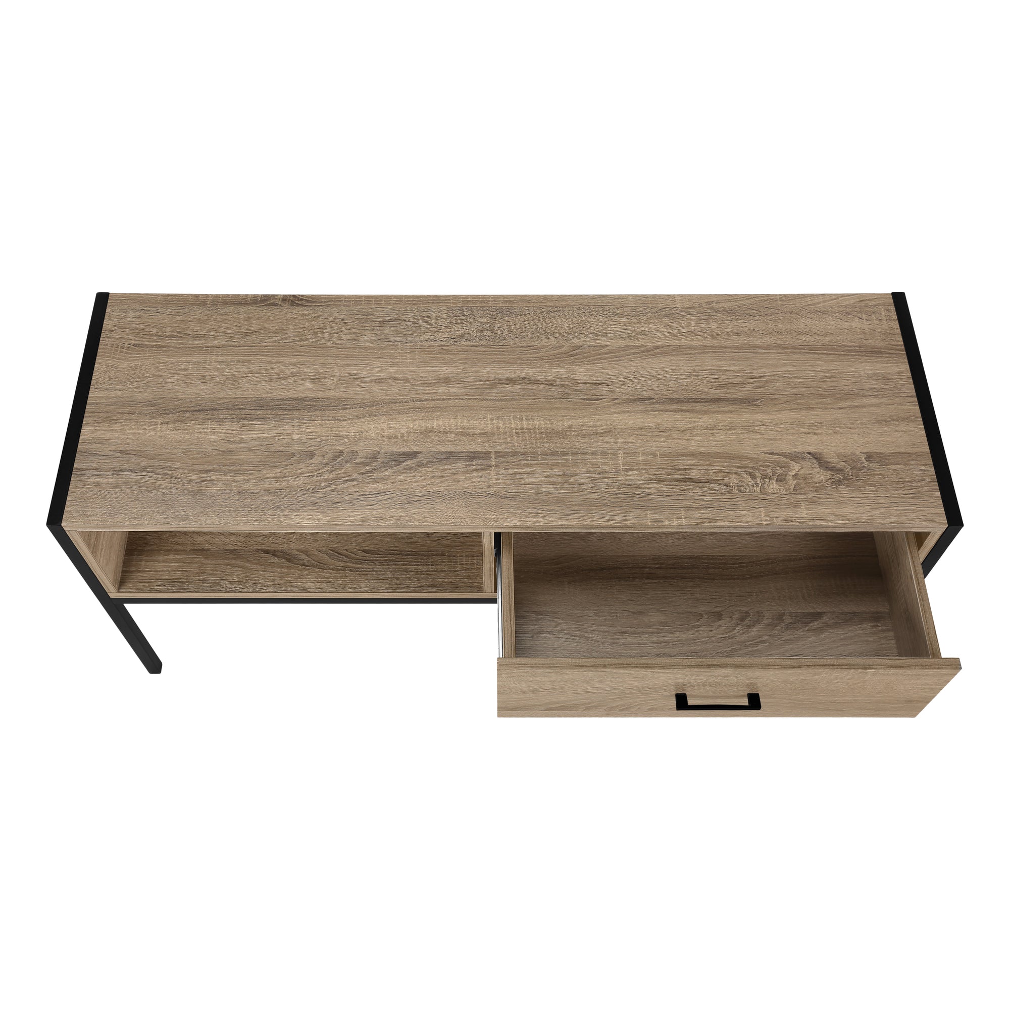 title:Tv Stand, 48 Inch, Console, Media Entertainment Center, Storage Drawer, Living Room, Bedroom, Brown Laminate, Black Metal, Contemporary, Modern;color:Dark Taupe