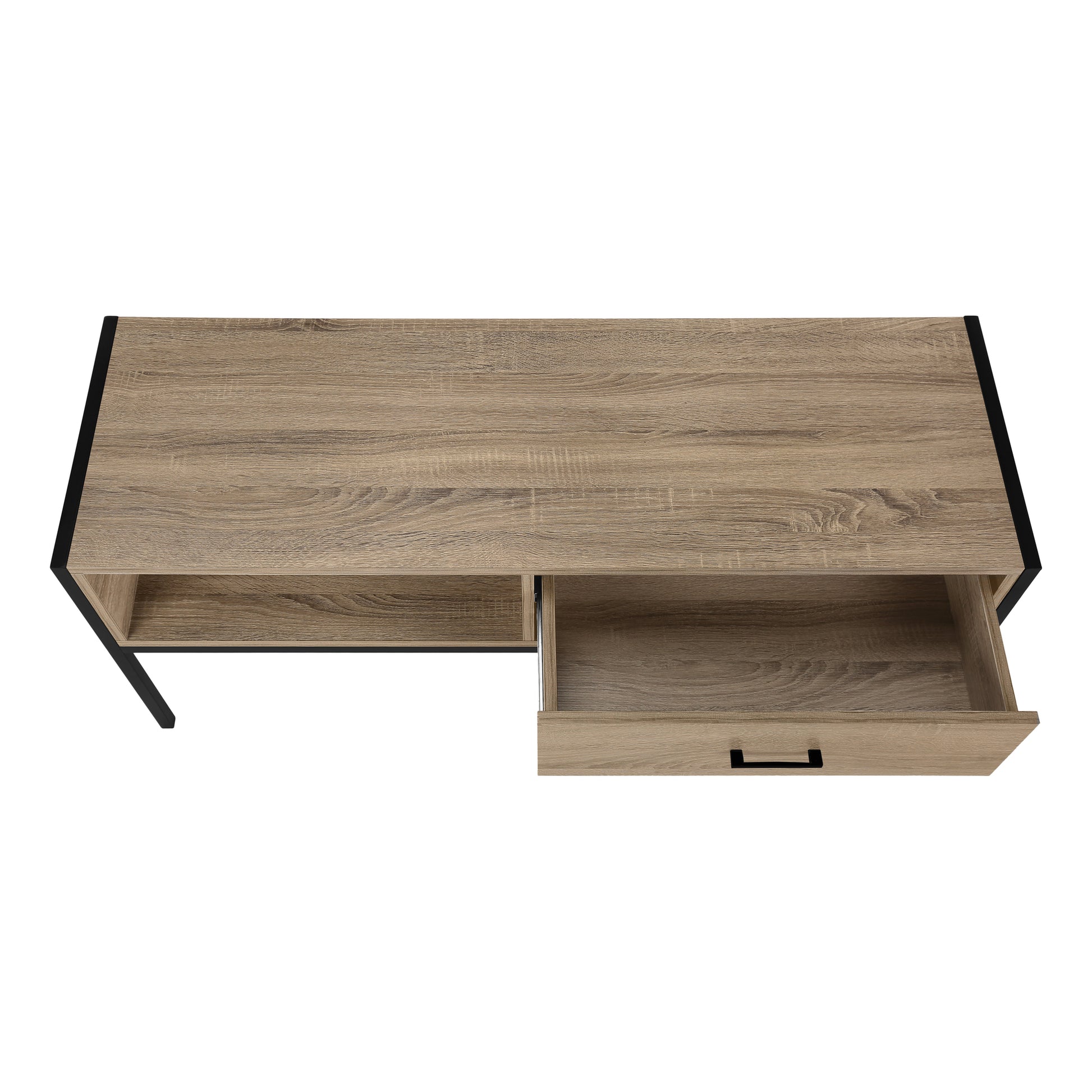 title:Tv Stand, 48 Inch, Console, Media Entertainment Center, Storage Drawer, Living Room, Bedroom, Brown Laminate, Black Metal, Contemporary, Modern;color:Dark Taupe