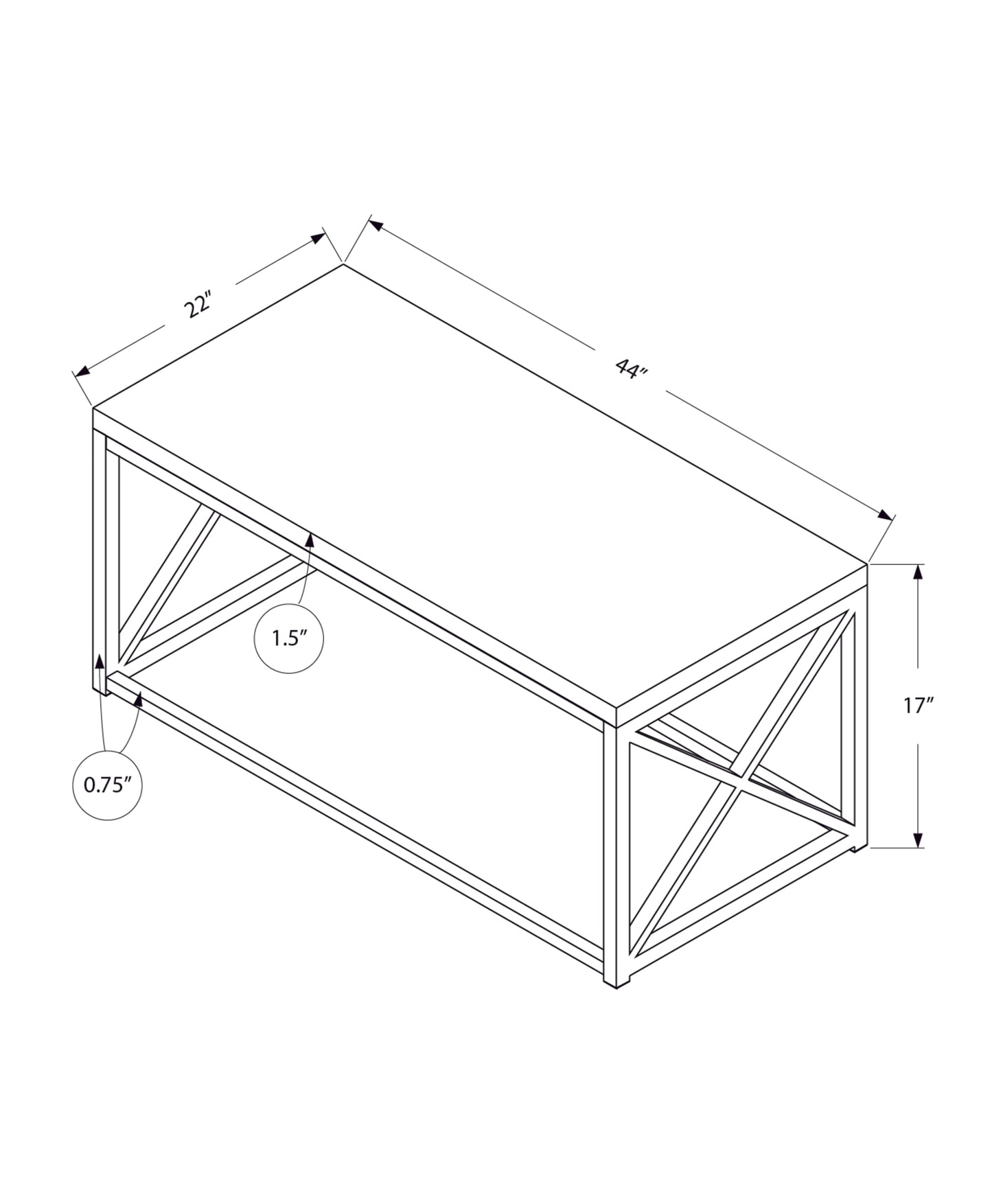 title:Coffee Table, Accent, Cocktail, Rectangular, Living Room, 44"l, Glossy White Laminate, Chrome Metal, Contemporary, Modern;color:White