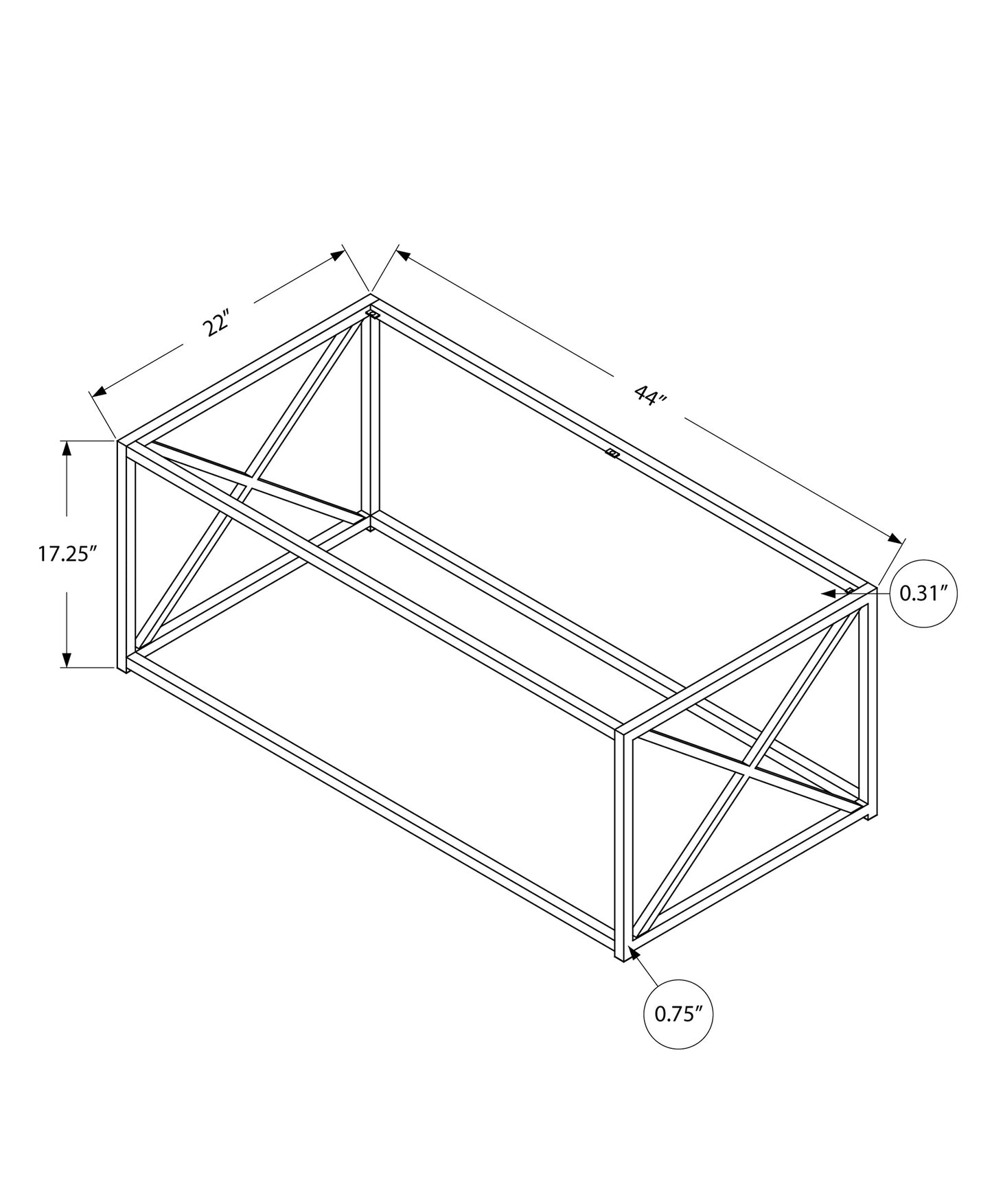 title:Coffee Table, Accent, Cocktail, Rectangular, Living Room, 44"l, Clear Tempered Glass, Chrome Metal, Contemporary, Modern;color:Chrome