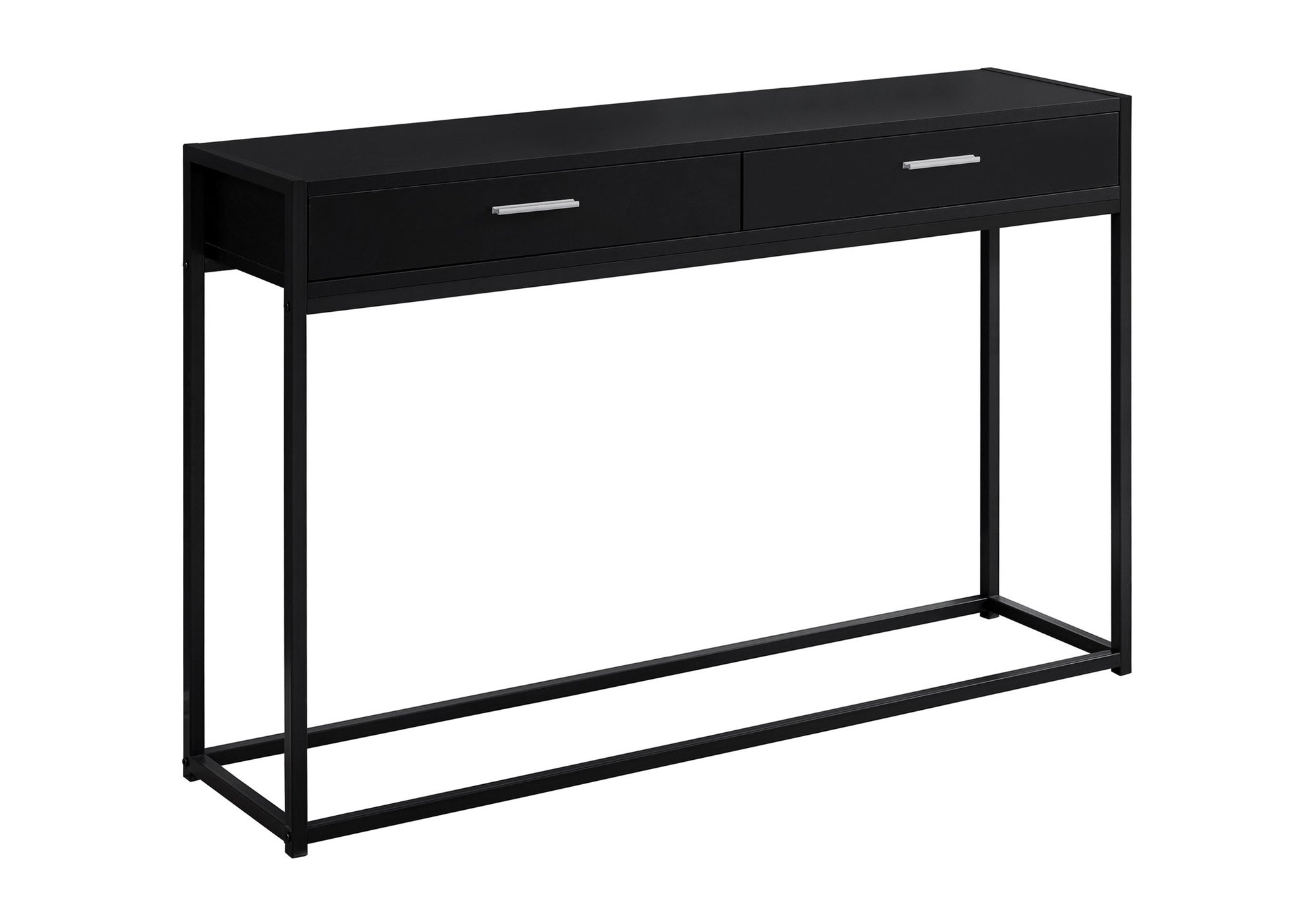 title:Accent Table, Console, Entryway, Narrow, Sofa, Storage Drawer, Living Room, Bedroom, Black Laminate, Black Metal, Contemporary, Modern;color:Black