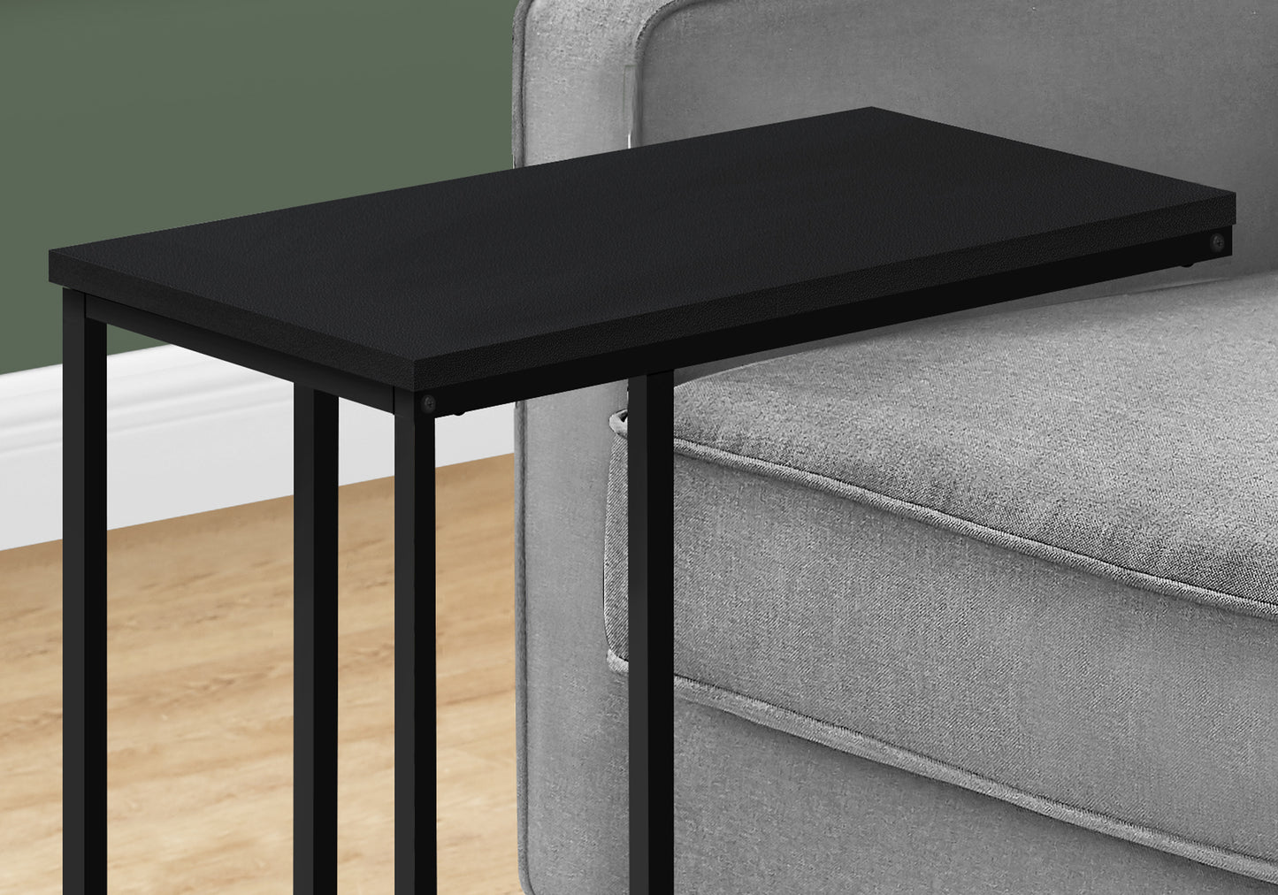 title:Accent Table, C-shaped, End, Side, Snack, Living Room, Bedroom, Black Laminate, Black Metal, Contemporary, Modern;color:Black