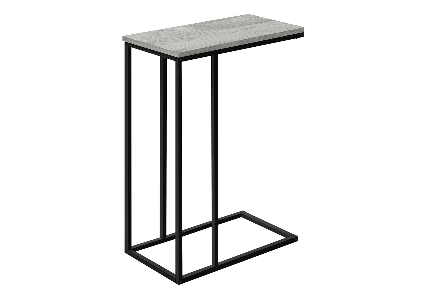 title:Accent Table, C-shaped, End, Side, Snack, Living Room, Bedroom, Grey Laminate, Black Metal, Contemporary, Modern;color:Grey