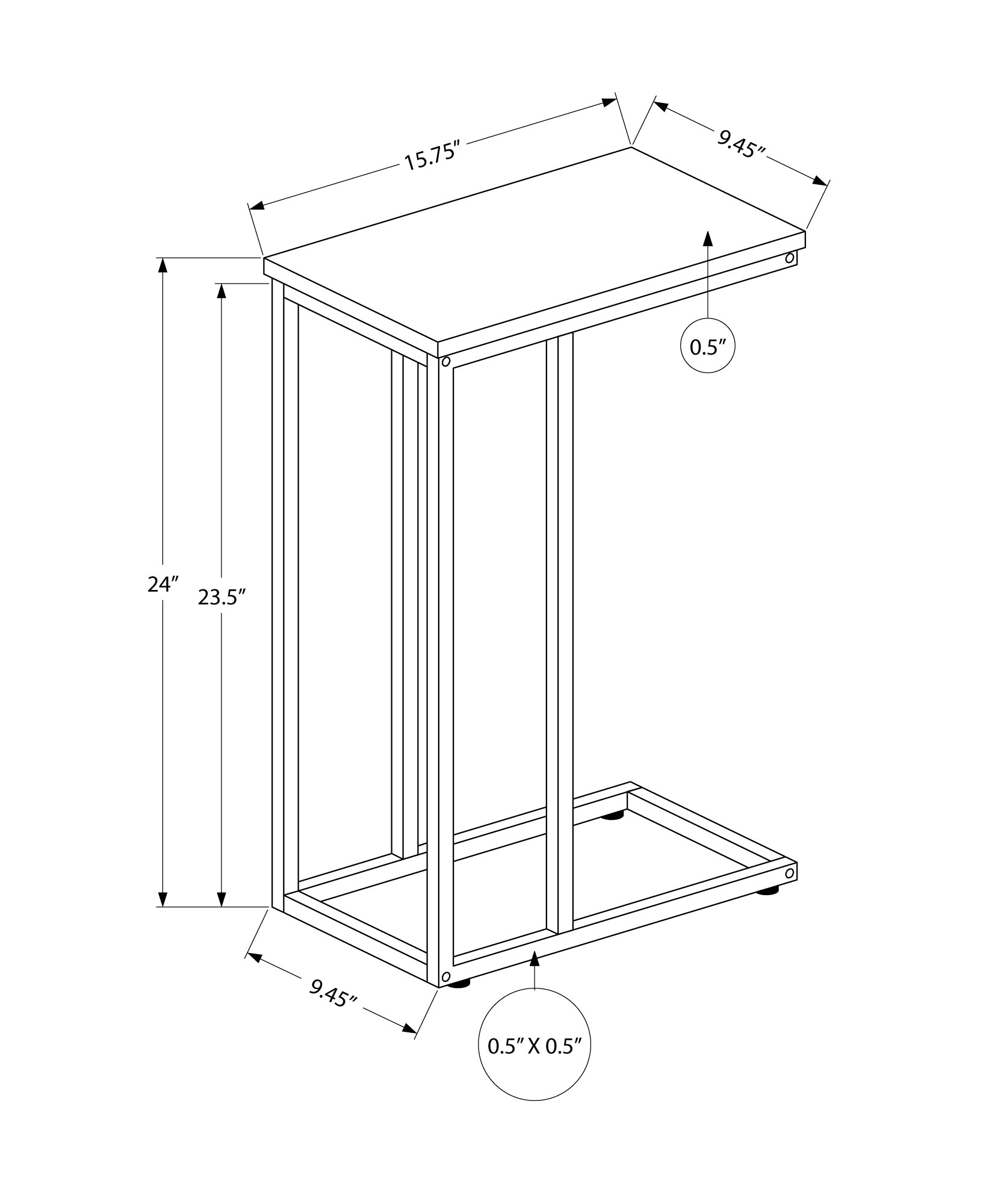 title:Accent Table, C-shaped, End, Side, Snack, Living Room, Bedroom, Grey Laminate, Black Metal, Contemporary, Modern;color:Grey