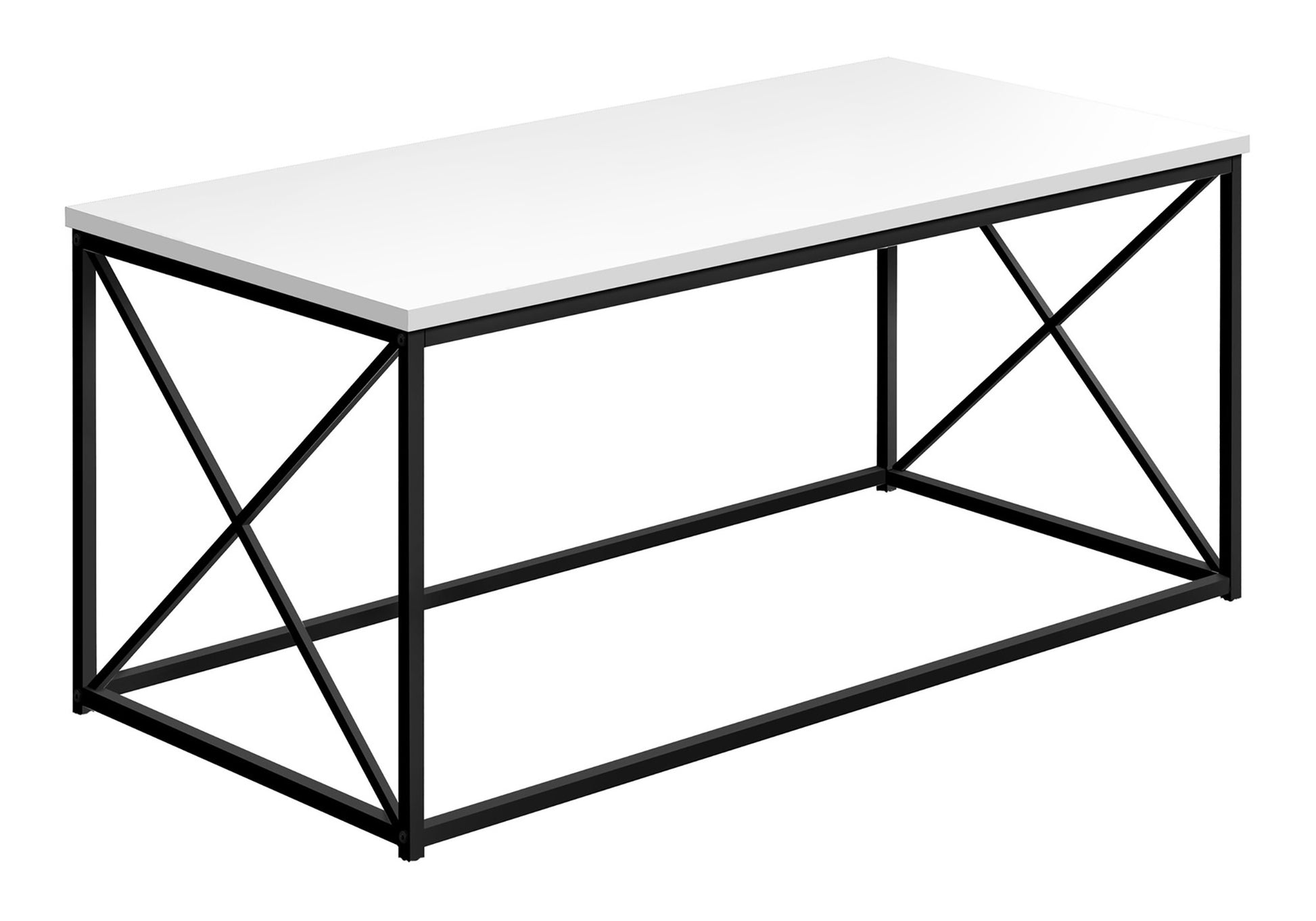 title:Coffee Table, Accent, Cocktail, Rectangular, Living Room, 40"l, White Laminate, Black Metal, Contemporary, Modern;color:White